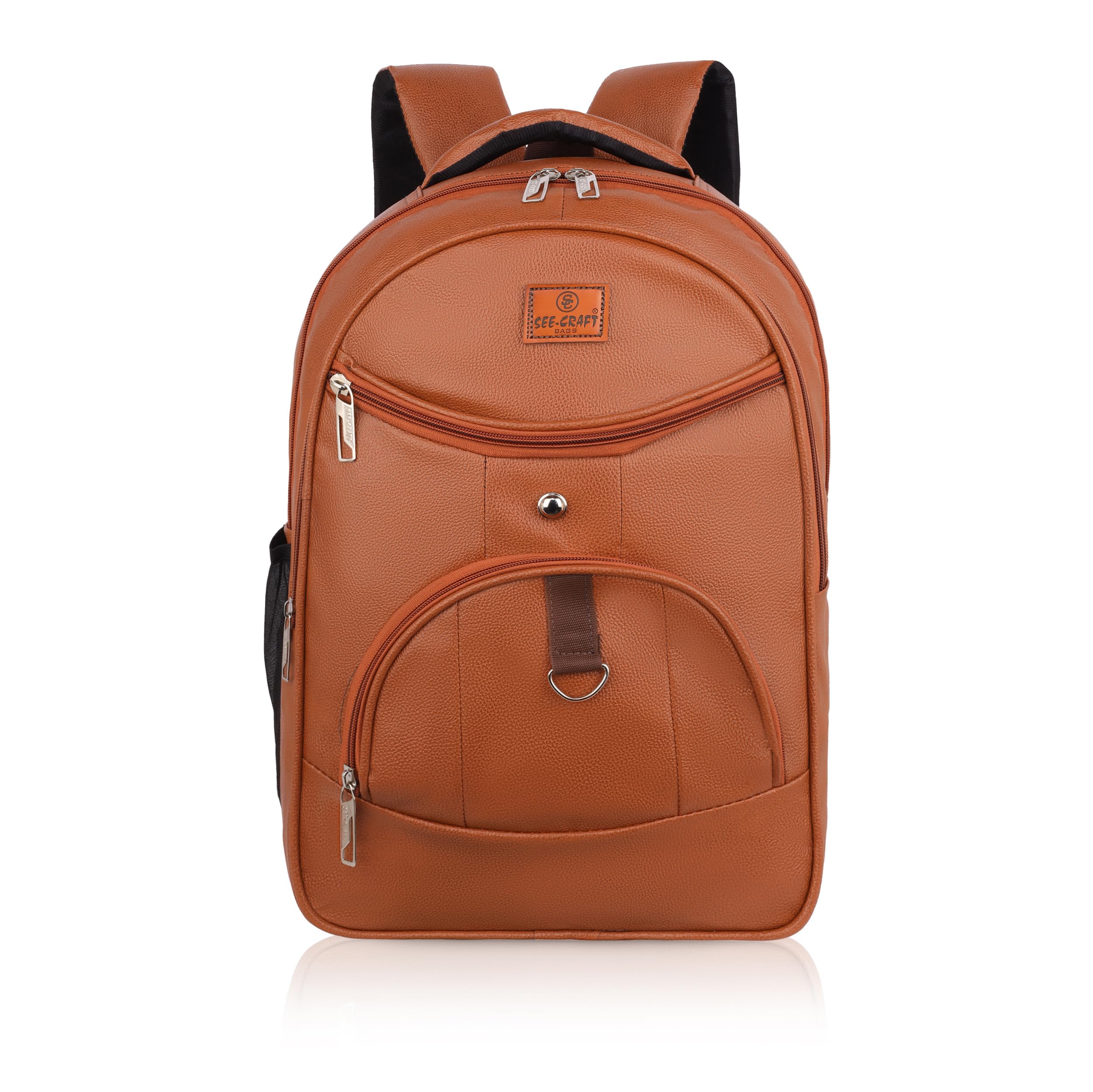 Leather Laptop Backpack, Multi-Compartment Design, Tan Brown, Adjustable Straps-image-26