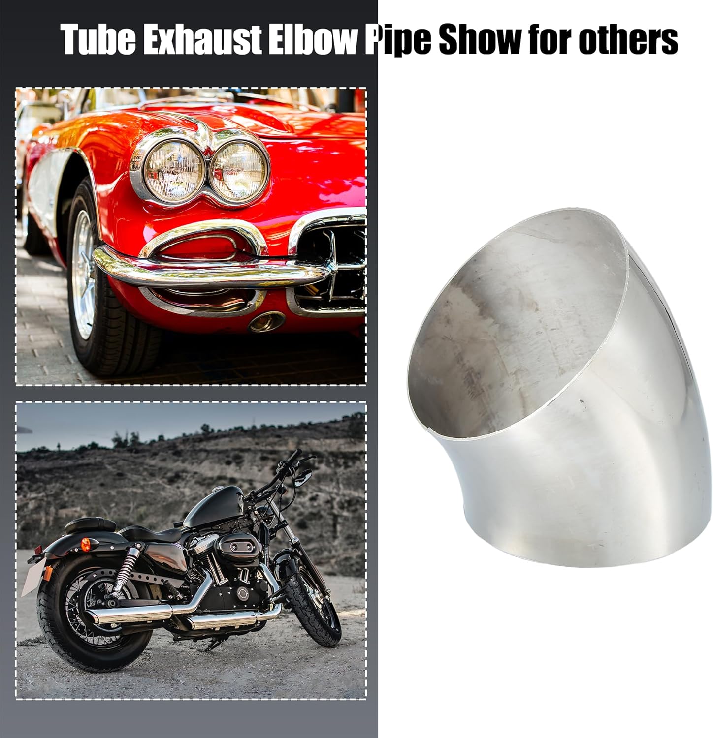 X AUTOHAUX OD 6" 45 Degree Mandrel Bend Exhaust Elbow Pipe SS304 Stainless Steel Bend Tube 16GA /.060" Wall Thickness Exhaust Piping for Car Exhaust Pipe Elbow Modified 2pcs