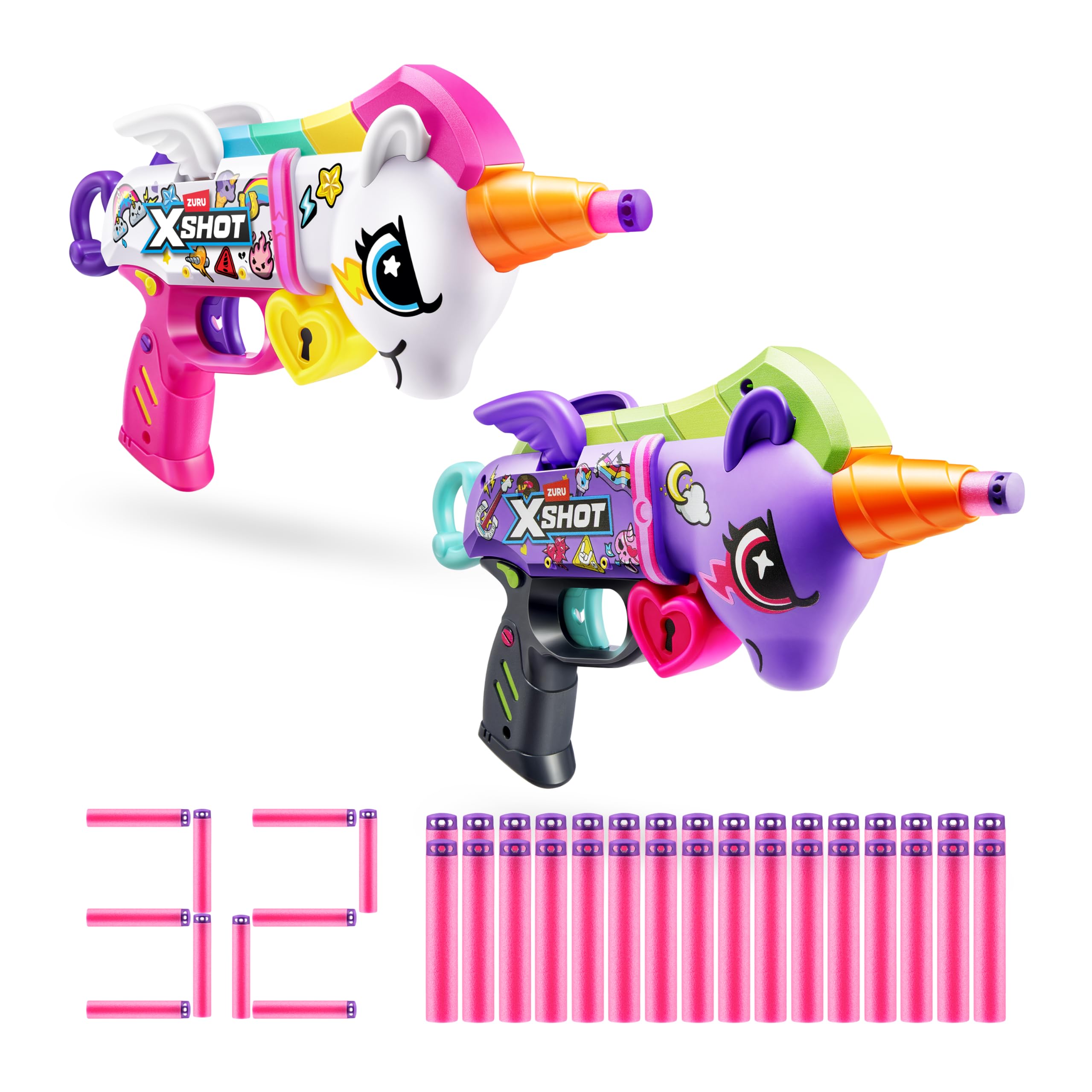 XSHOT Blastercorn 2-Pack by ZURU – Unicorn-Themed Dart Blasters in