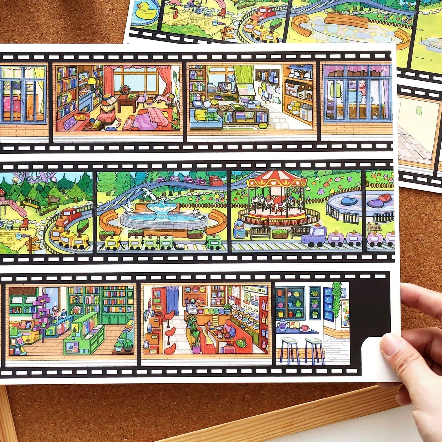 2026 New 3D Stickers Scene, 2 Large Sets DIY Stickers for Puzzle and City Life, 3D Sticker Scenes for Adults Relief Stress Sticker Therapy (E) image 4