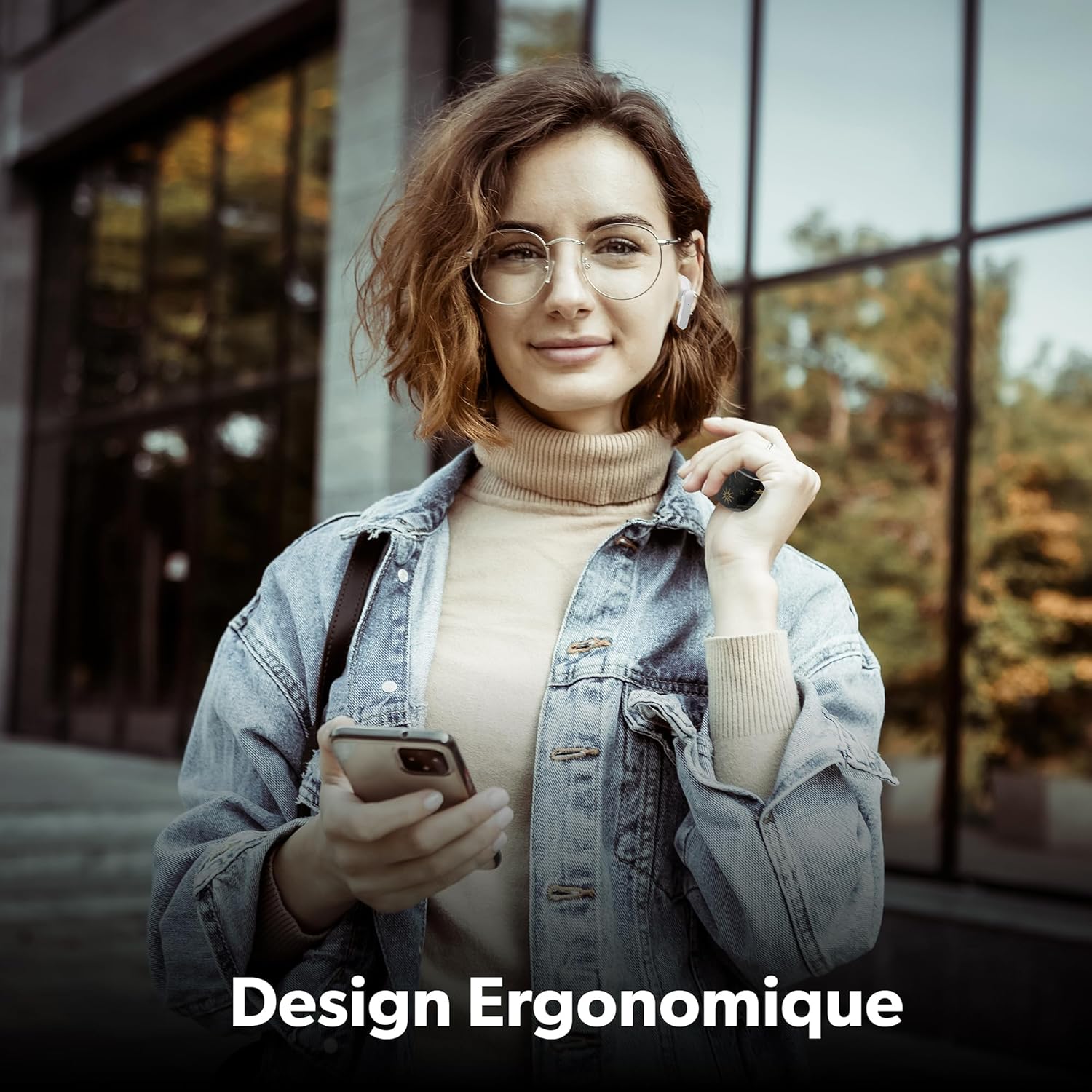 A person wearing the T'nB Astro earphones, highlighting their ergonomic design.