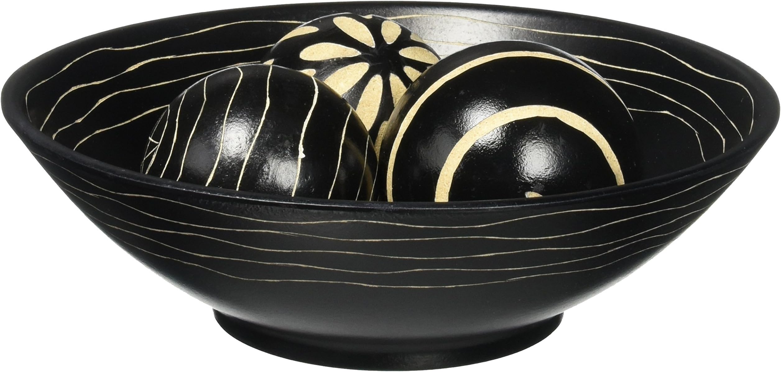 SunnyHomeDecor Koehler Home Decor Artisan Deco Centerpiece Wooden Bowl and Trio Balls