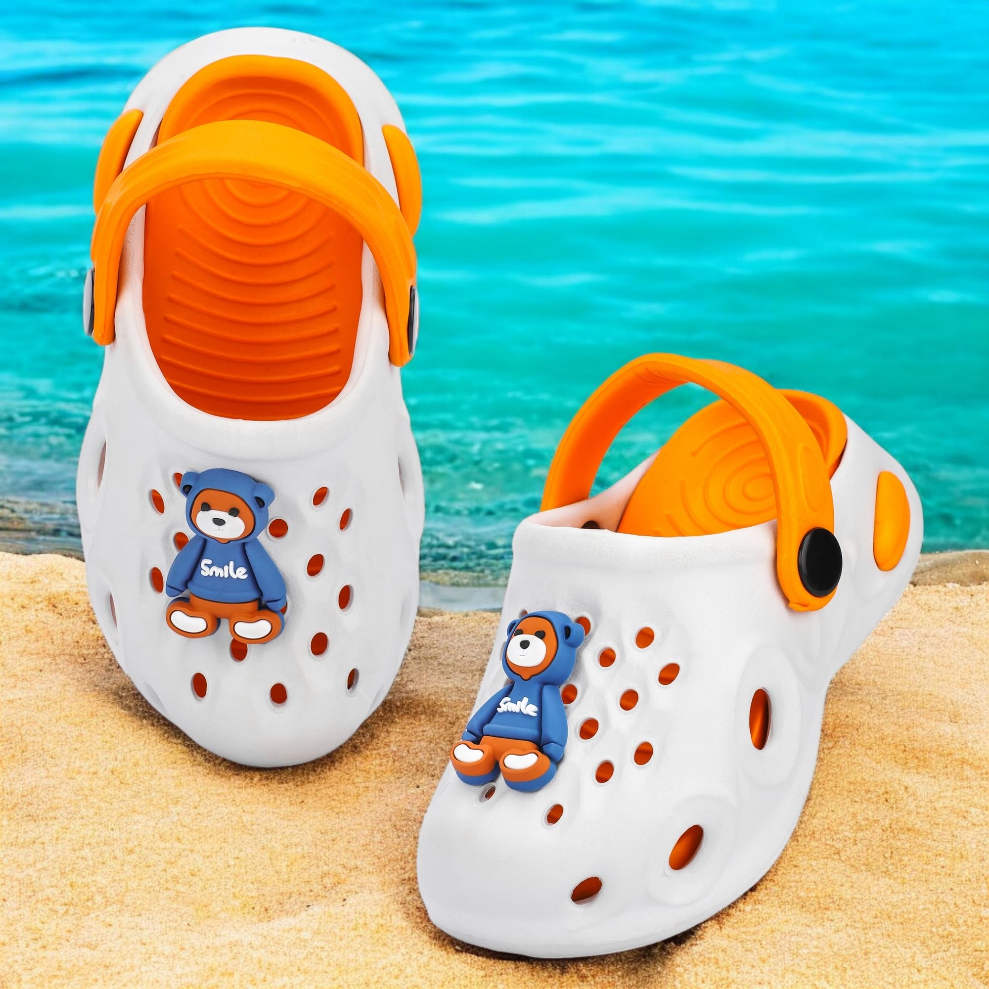 GLJ, Naughty Little Tiger,Kids and Toddler Clogs, 1 Years to 3.5 Years White Orange 1