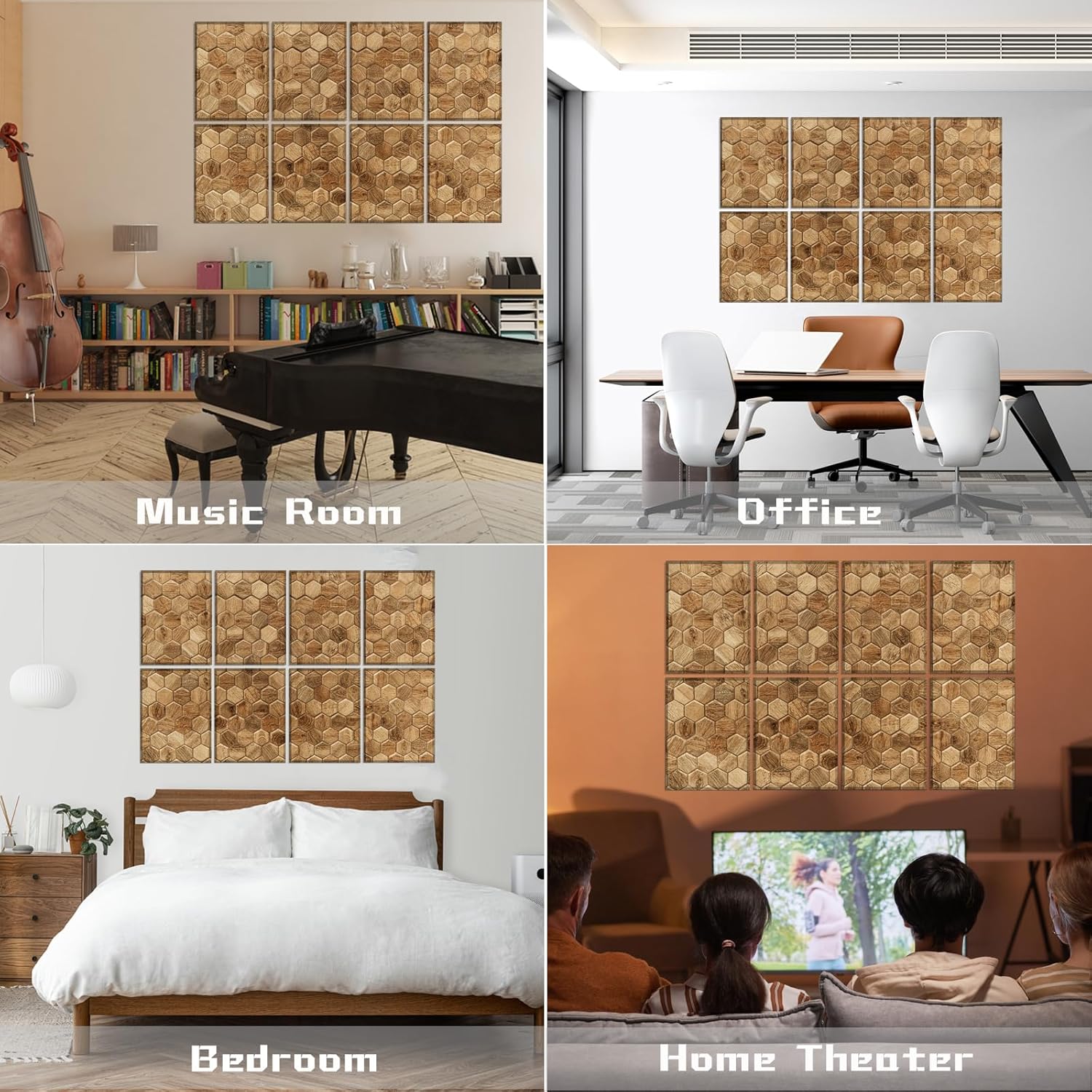 8 Pack Art Acoustic Panels Soundproof Wall Panels, 48X32Inches Sound Dampening Panels Self Adhesive Sound Absorbing Panels Acoustic Wall Art for Recording Studio Home Office Acoustical Treatment