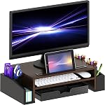 Simple Houseware Bureau d'ordinateur Riser de stand de moniteur avec tiroir de stockage Organisateur, blanc