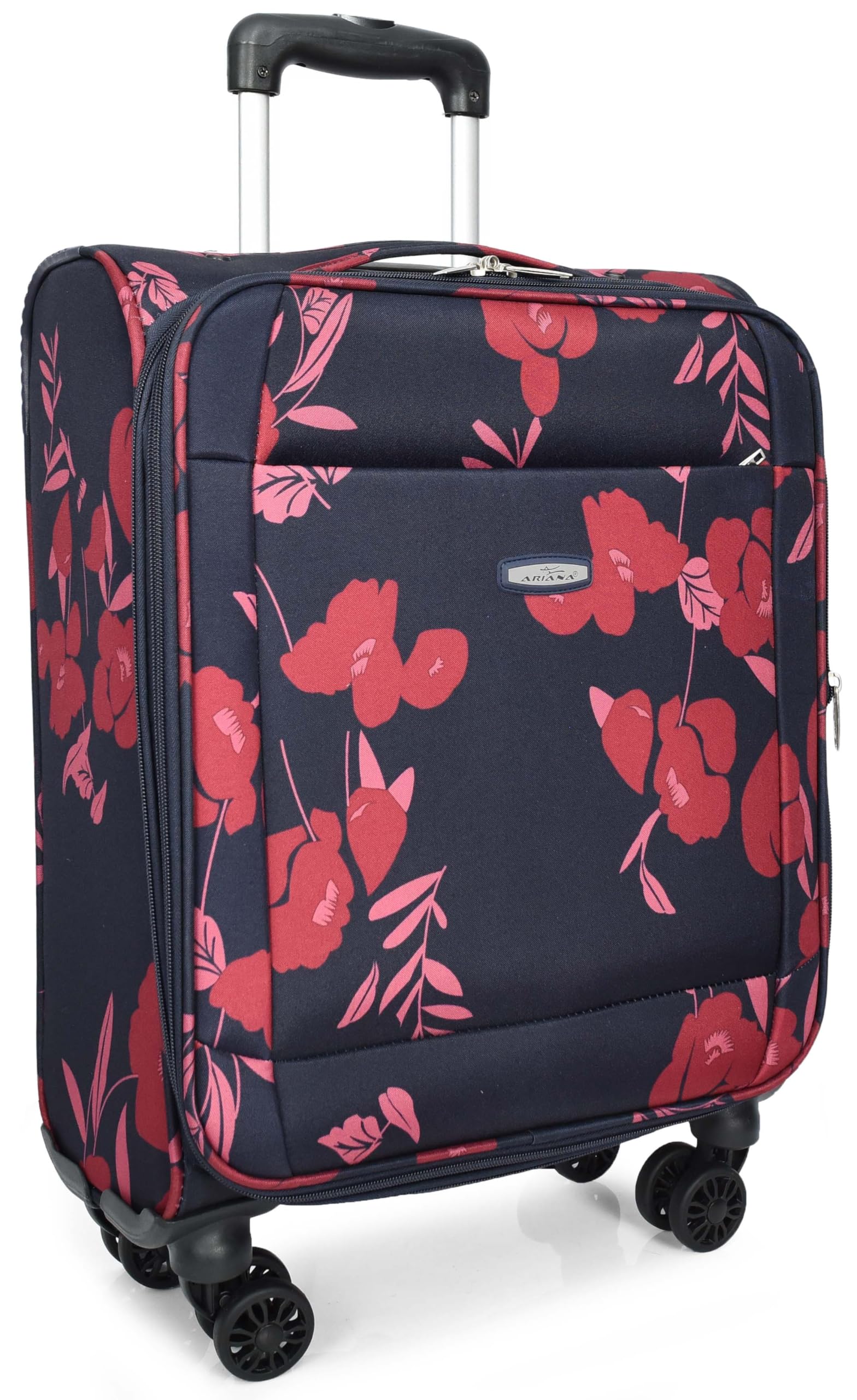 A1 FASHION GOODS Quattro ruote Soft Shell valigia leggera espandibile bagagli borse da viaggio stampa floreale blu navy, Marina Militare, CABIN - H: 55 x L: 37 x W: 24 cm, 2.4kg, Valigia