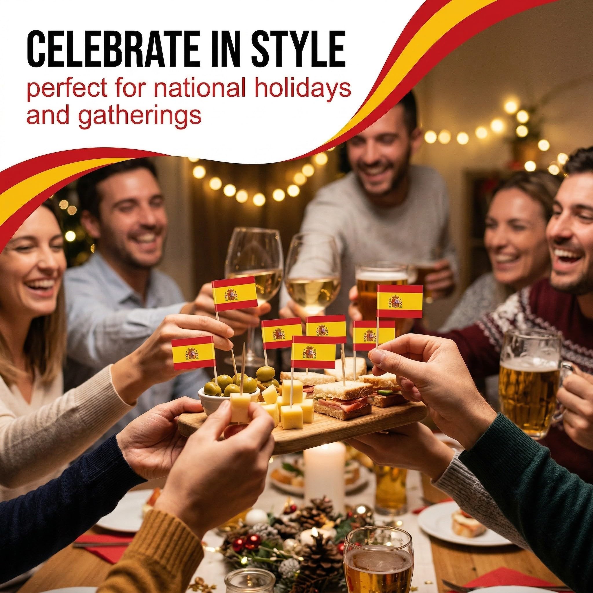 100 Pezzi Bandierine Spagna Stuzzicadenti, Mini Bandiere Spagnole per Cocktail, Panini e Cupcake, Decorazioni per Feste, Aperitivi e Eventi Sportivi