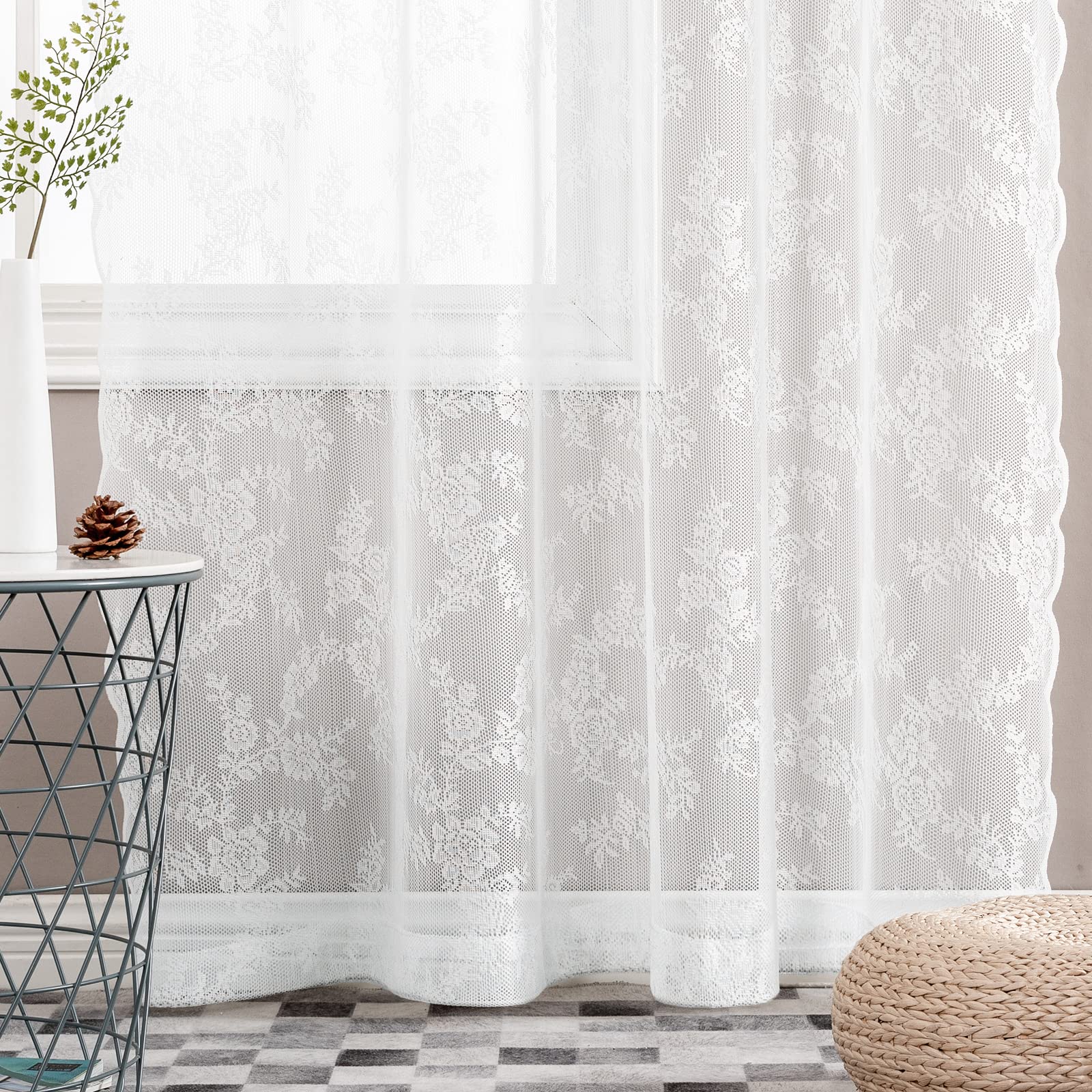 TOPICK Gordijnen, roze, met ogen, raam, transparant, pure kleur, decoratie voor binnen, woonkamer, huis, slaapkamer, lang, licht, wasbaar, romantisch, 140 x 245 cm, 2 stuks