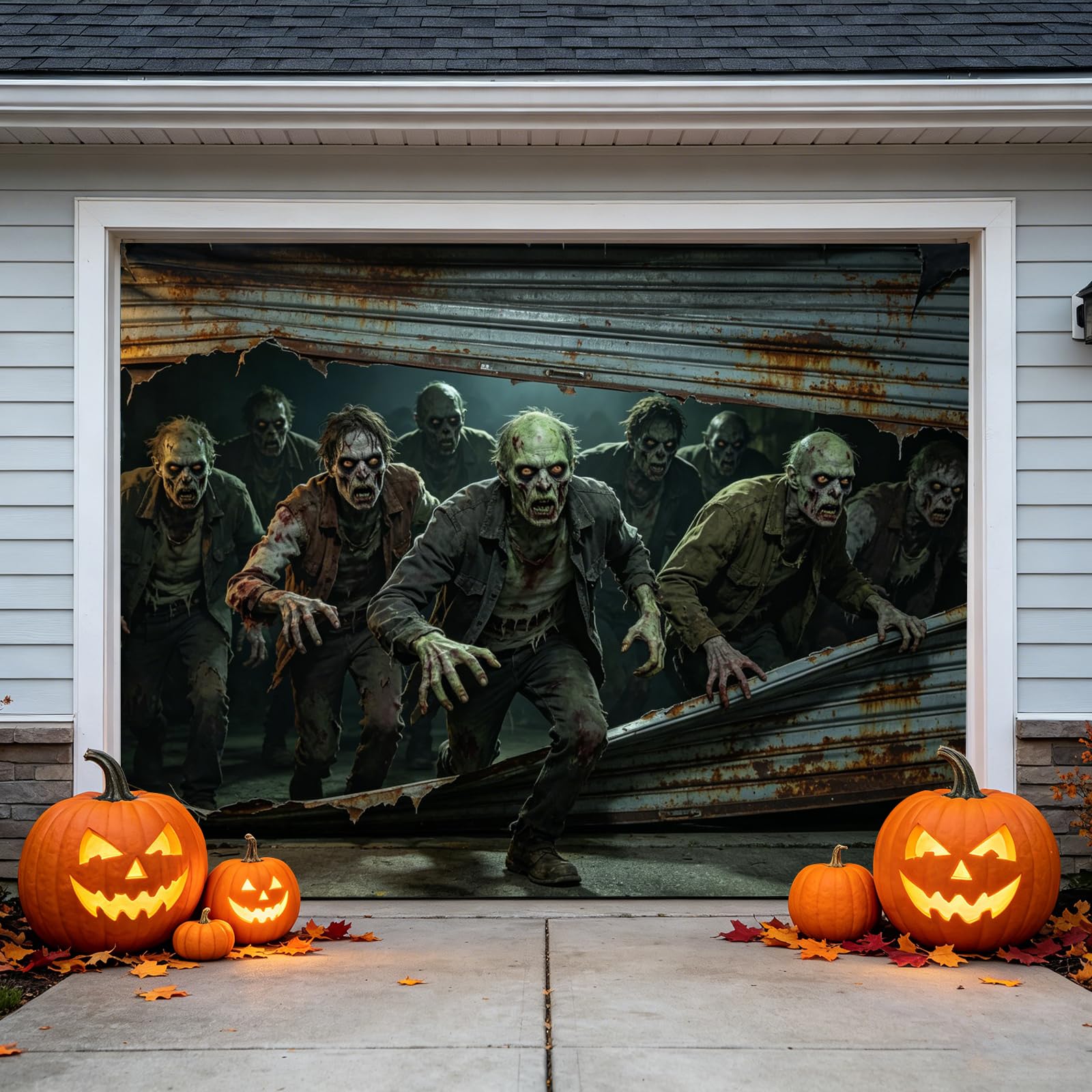 Halloween Garage Door Banner Scary Horror Decorations Outdoor Yard Decor