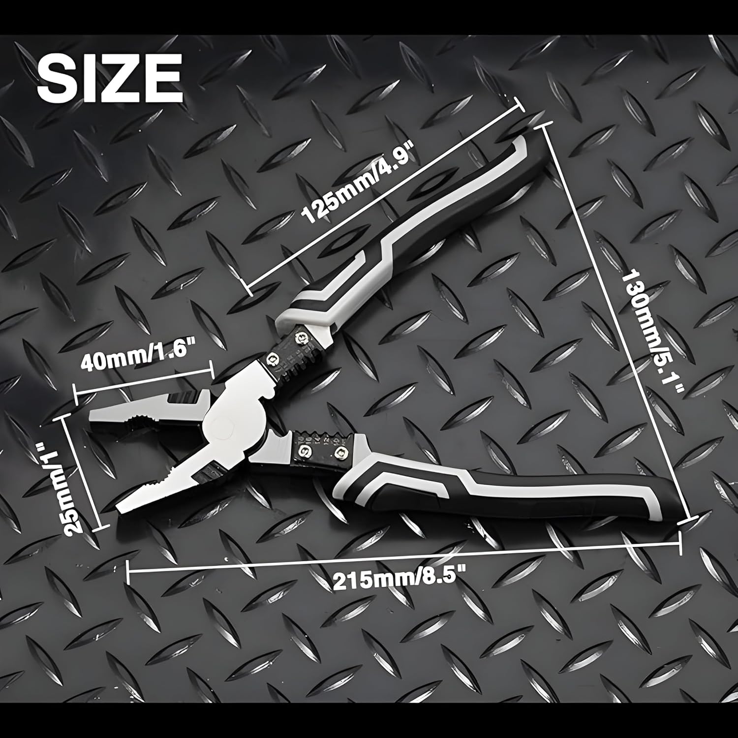 5 in 1 Multipurpose Lineman Plier/Cutting Plier with Gripping, Wrench, Wire Cutter, Crimping Tool & Wire Stripper Fuction (Chrome Vanadium Forged Steel, Silver)