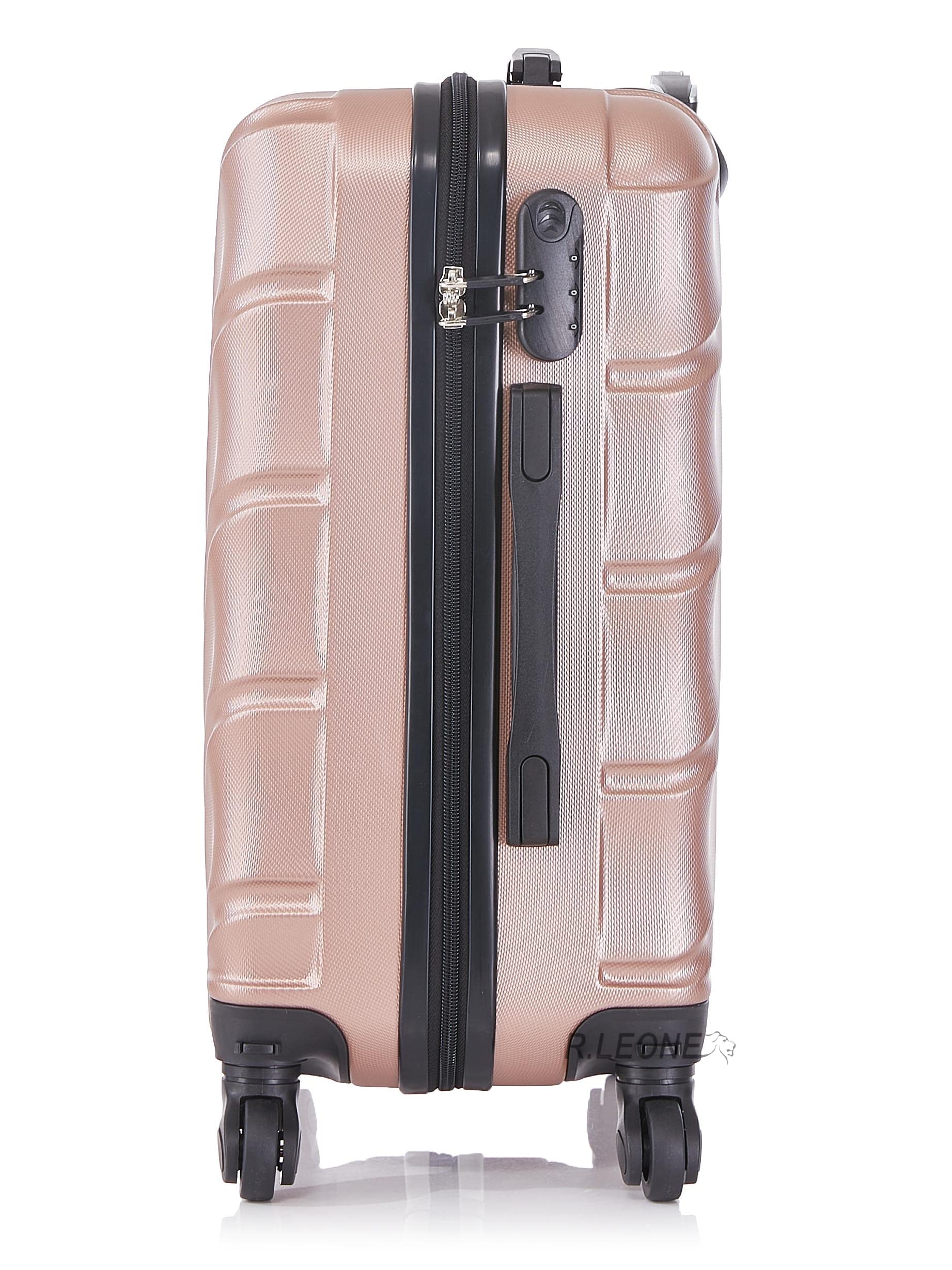 R.Leone Valigia Trolley Bagaglio a mano Rigido Ultraleggero in ABS 4 Ruote Autonome (Rose Gold, 2130 Valigia 56x45x25cm)