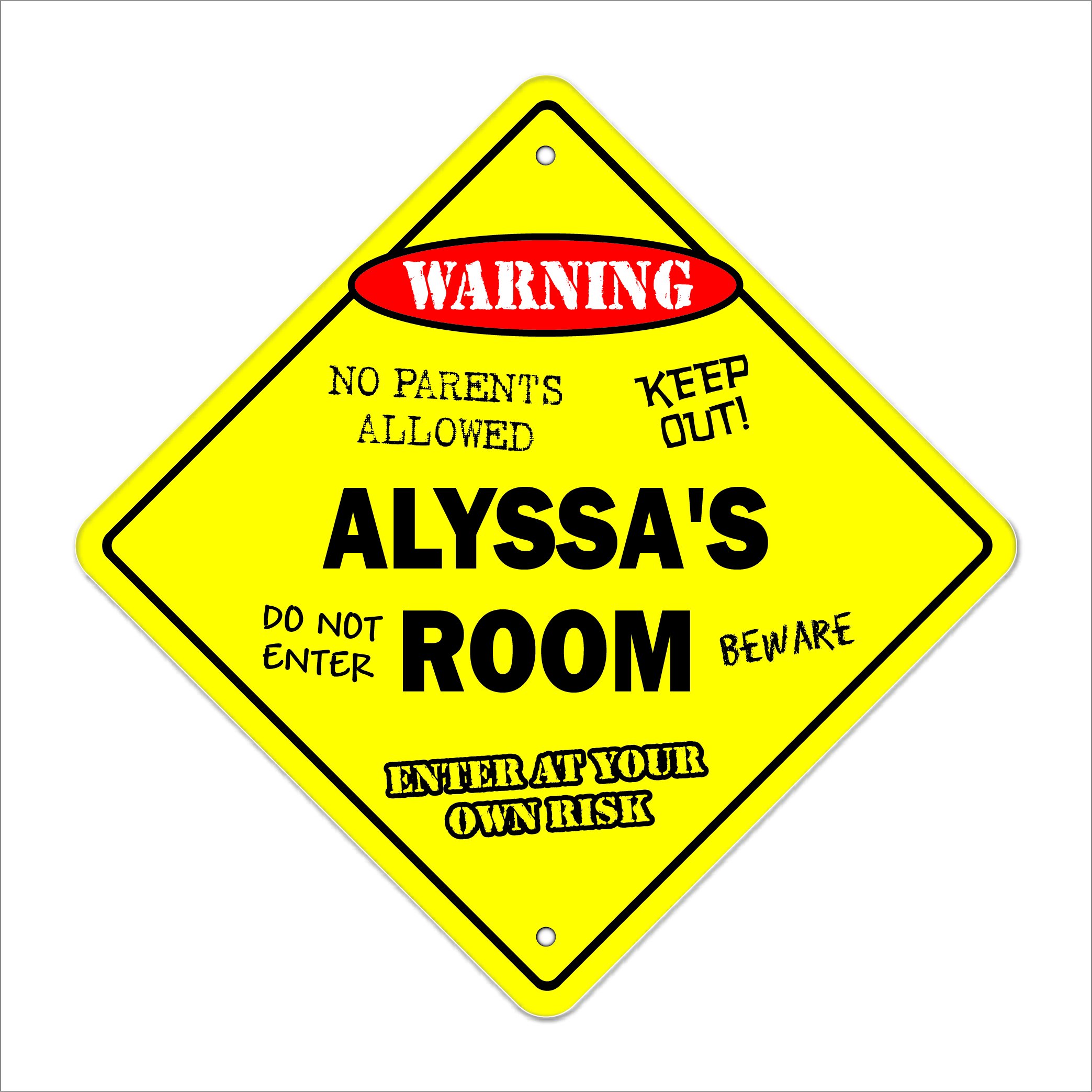 Alyssa's Room Sign Crossing Zone Xing | Indoor/Outdoor | 12" Tall Kids Bedroom Decor Door Children's Name boy Girl