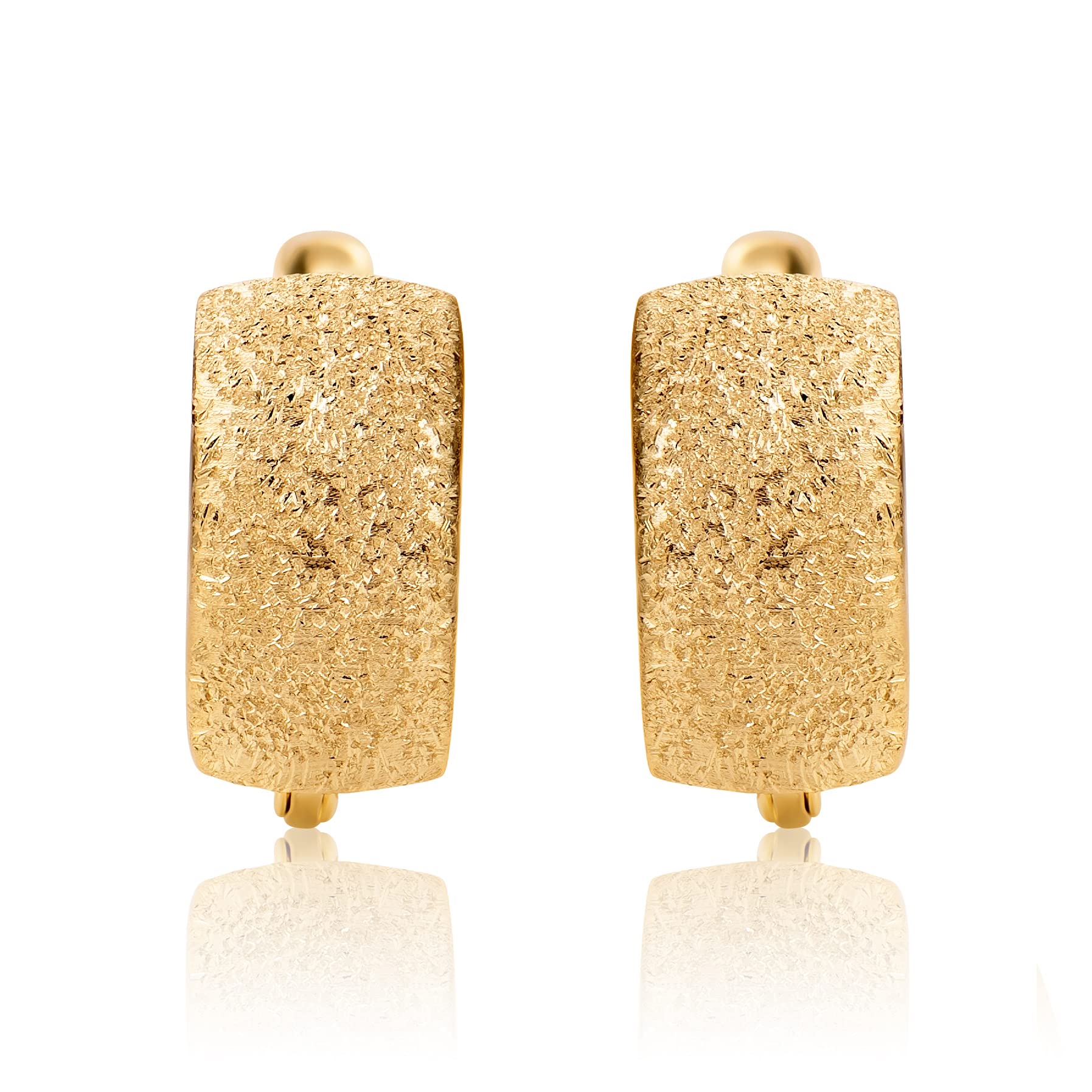 PRINS JEWELS Pendientes de aro de oro amarillo mate de 14 quilates 585 – EP7-01-1