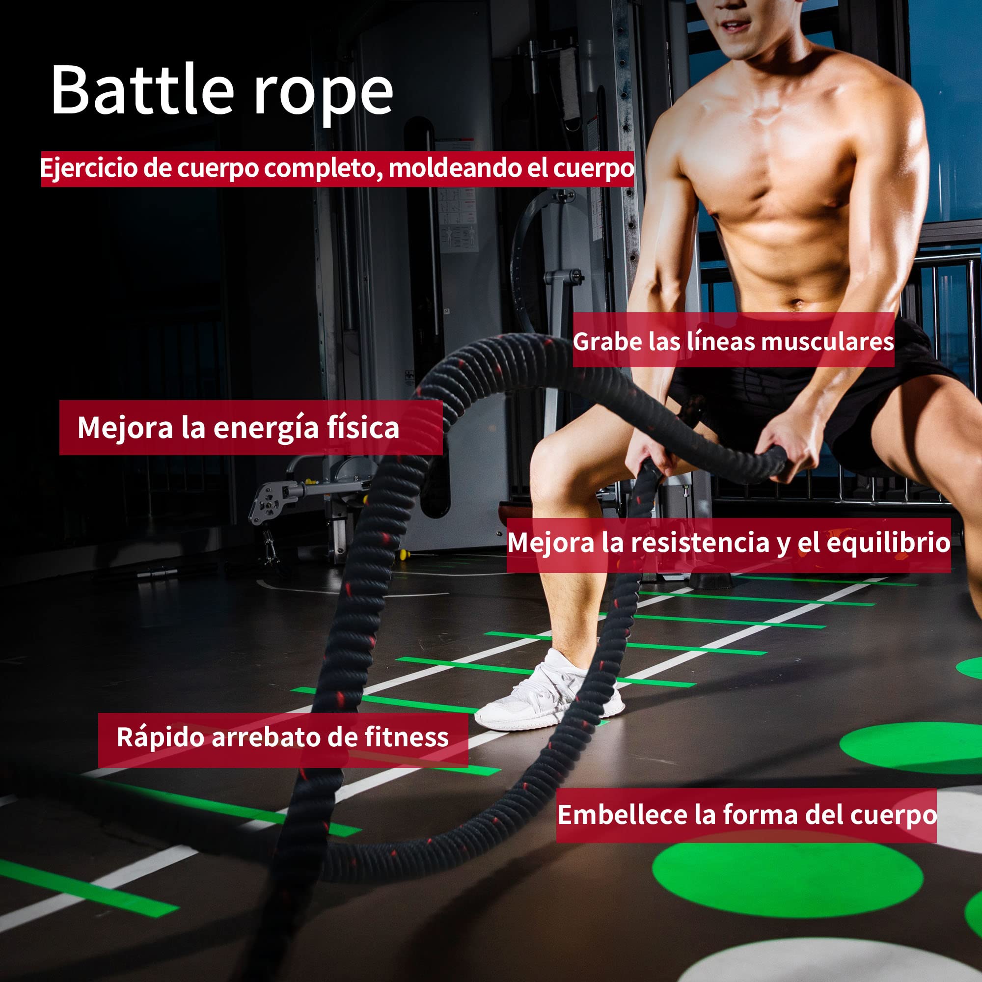 PROIRON Cuerdas de Batalla 9M/12M, Cuerda de Batalla para Gimnasio de Entrenamiento físico, Cuerdas de Ejercicio Pesado de 38mm, Cuerda de ondulación para Entrenamiento de Fuerza