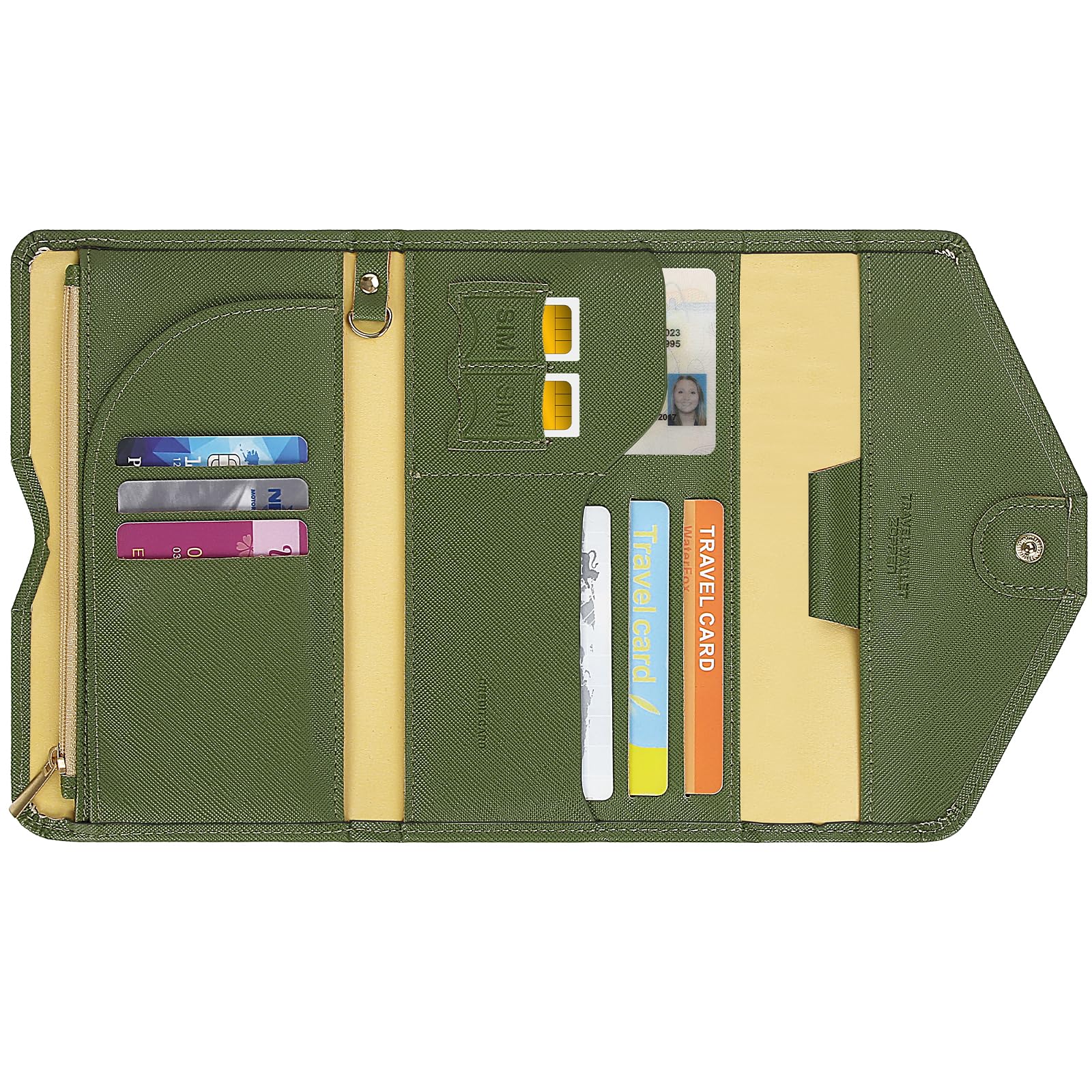 ZOPPEN Mulit-purpose Rfid Blocking Passport Holder Travel Wallet (Ver.4) Passport and Vaccine Card Holder ComboTri-fold Document Organizer Travel