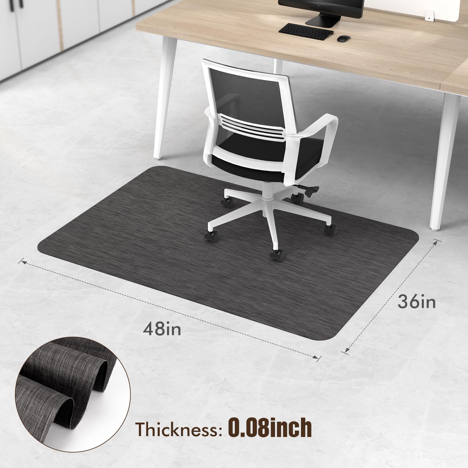 Blvornl Tapete para Silla de Oficina para Suelo de Madera Dura y Alfombra de Pelo bajo, tapete de Silla de Escritorio de 35 x 48 Pulgadas para Madera Dura, Antideslizante, Protector de Suelo Duro,