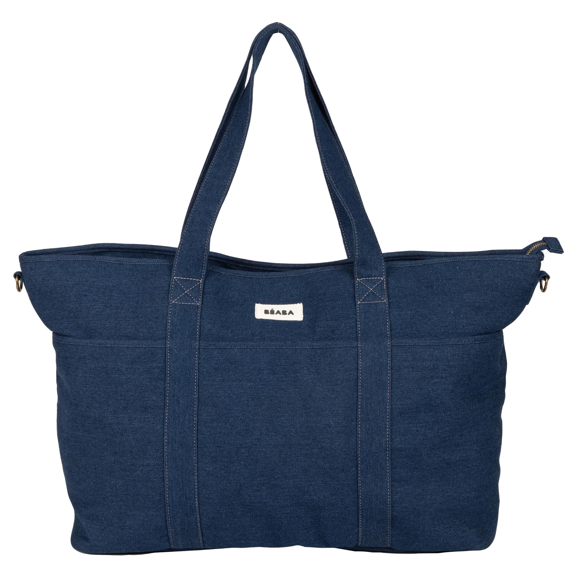 Béaba, Borsa Fasciatoio Madrid XXL - 44L, Tote Bag Grande Capacità, Borsa Fasciatoio Mamma Papà con 11 Tasche, Tasca Termica, Ganci Passeggino Integrati, Fasciatoio Imbottito, Denim