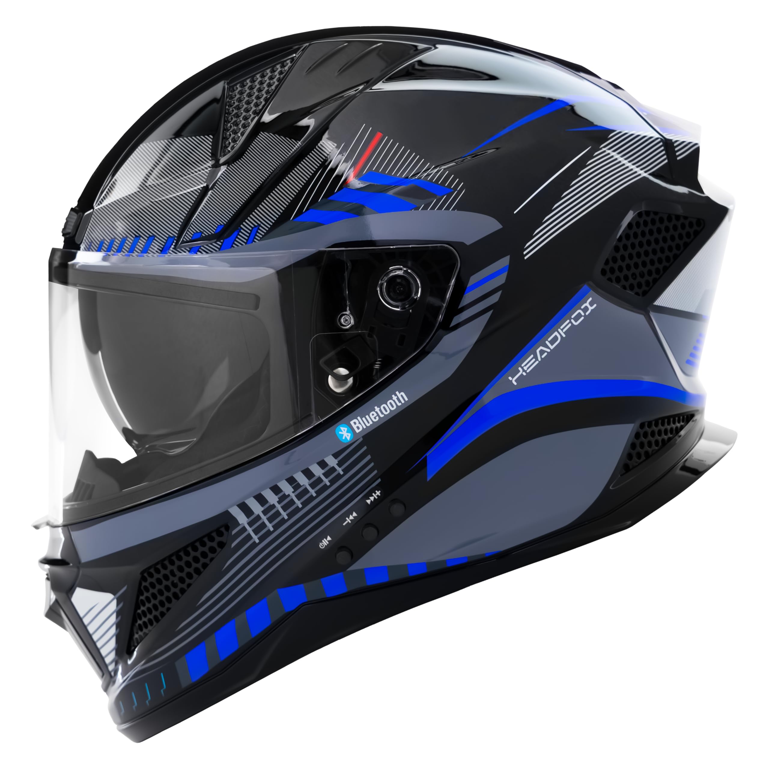 HEADFOX Track Full Face Bluetooth Helmet for Bike | Waterproof Helmet for Men & Women | Built-in Bluetooth for Calls, ENC, Music & Voice Assist | ISI Certified | Glossy