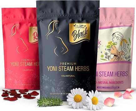 FIVONA Set of 3 Yoni Steaming Herbal Blends for V Steam - Natural Herbal Mix - 100% Pure Organic Blend V Detox, Cleansing, PH Balance for Women - Revitalizing & Rejuvenating Care - 6 to 12 Sessions