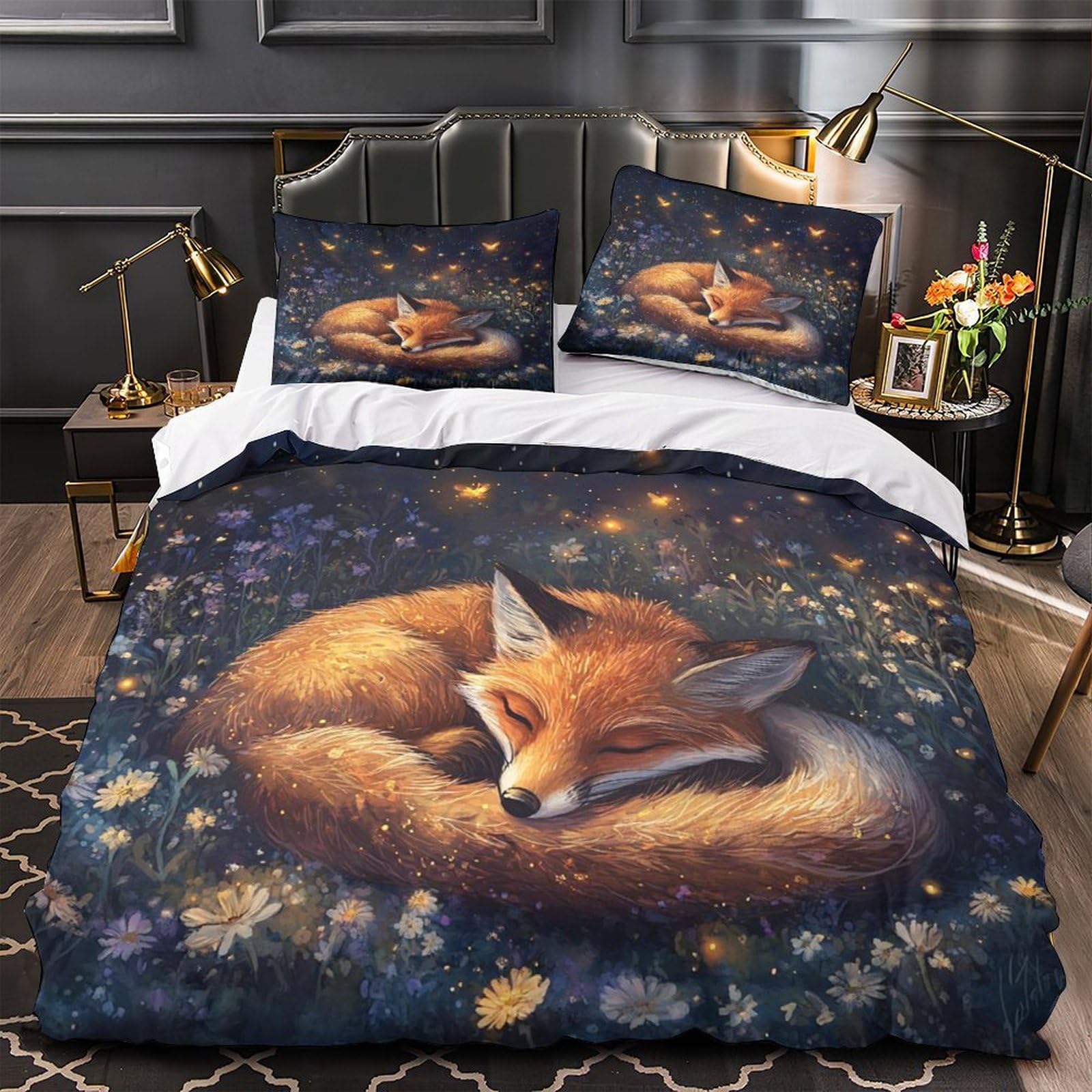 Housse de couette renard hypoallergénique en microfibre douce 135x200cm