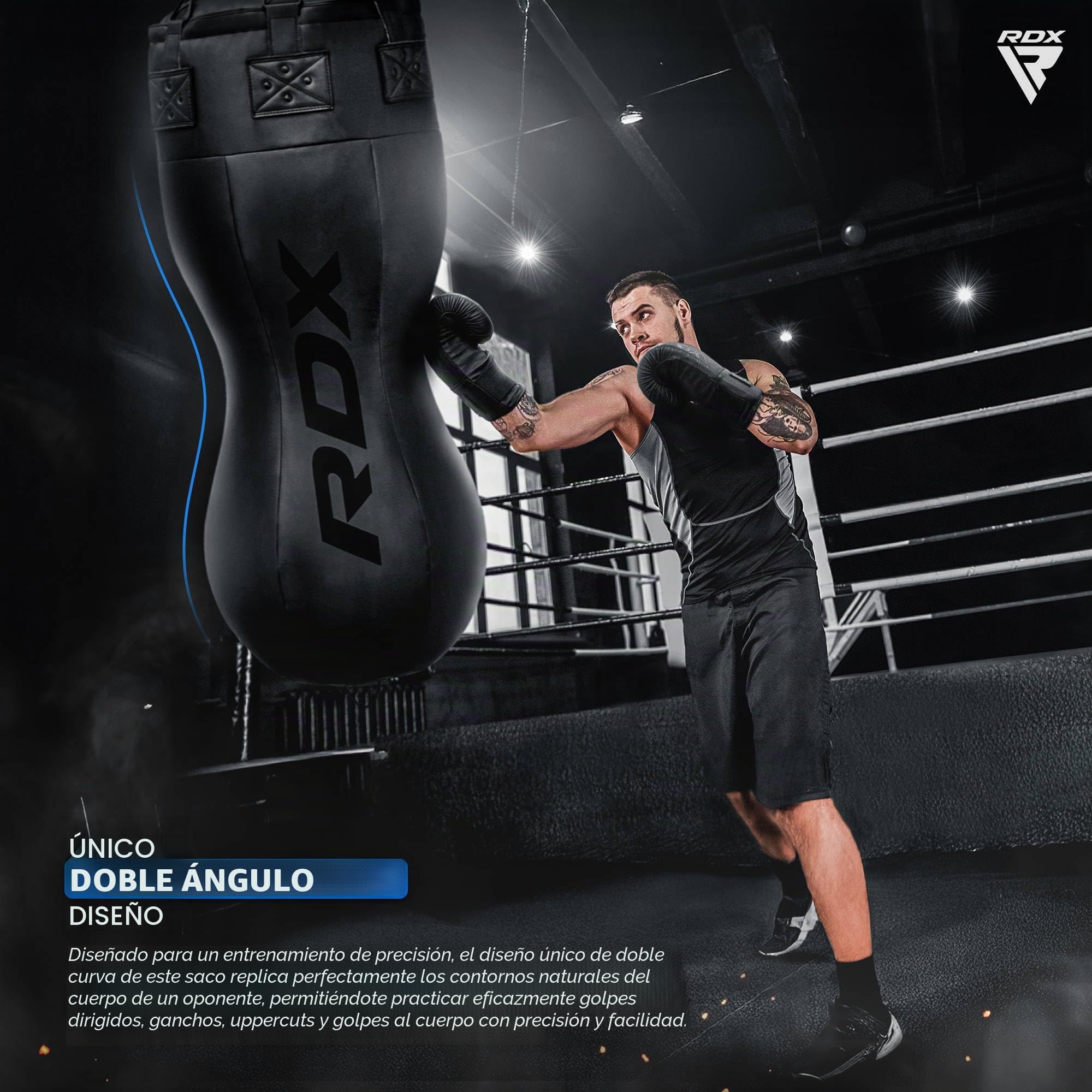 RDX 4FT Uppercut Body Saco de Boxeo, Cuero Maya Hide Punching Bag Set con Guantes, Punching Bag Lleno y sin llenar, Bolsa Punch Pesada para Artes Marciales Muay Thai Kick Boxing, Hogar Gimnasio