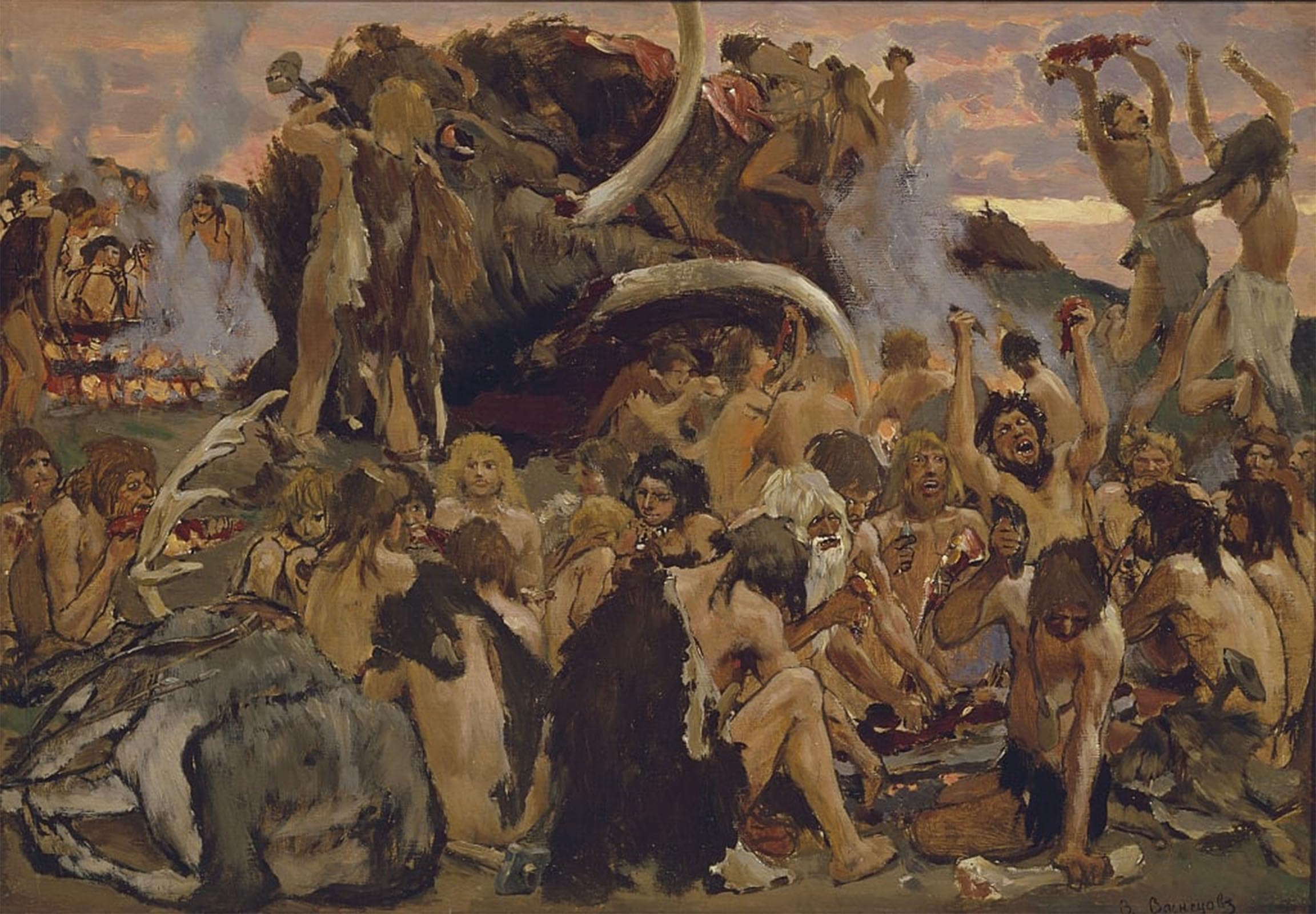 SERENDIPITP Aesthetic Poster Photo Wall Print Retro Picture the Stone Age a Feast by Viktor Mikhaylovich Vasnetsov Modern Wall Artwork for Home Decor 60x90cm