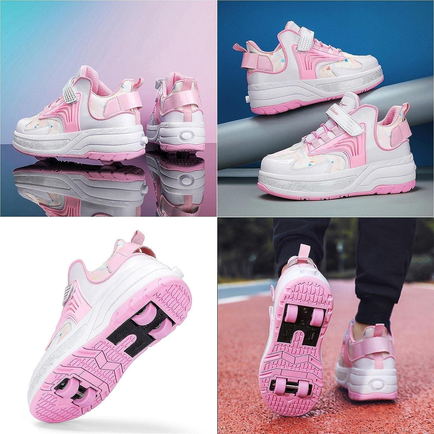 Generisch Schuhe Mit Rollen 2-in-1-Rollschuhe, Schuhe Mit Versteckten Rollen, Skateboard-Schuhe, Turnschuhe, 4-Rad-Rollschuhe, Laufschuhe, Verstecktes Hinterrad