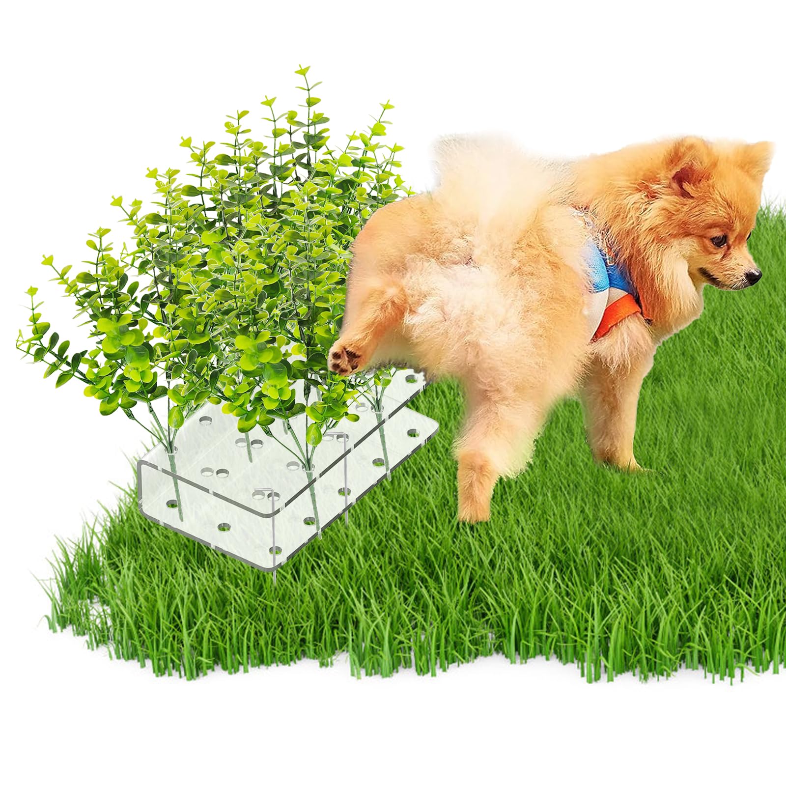 JoyHuaTrade 6 PCS Fake Grass Plants Pee Post, Reusable Washable Artificial Eucalyptus Puppy Pee Post Training Tool for Guiding and Trains Dogs to