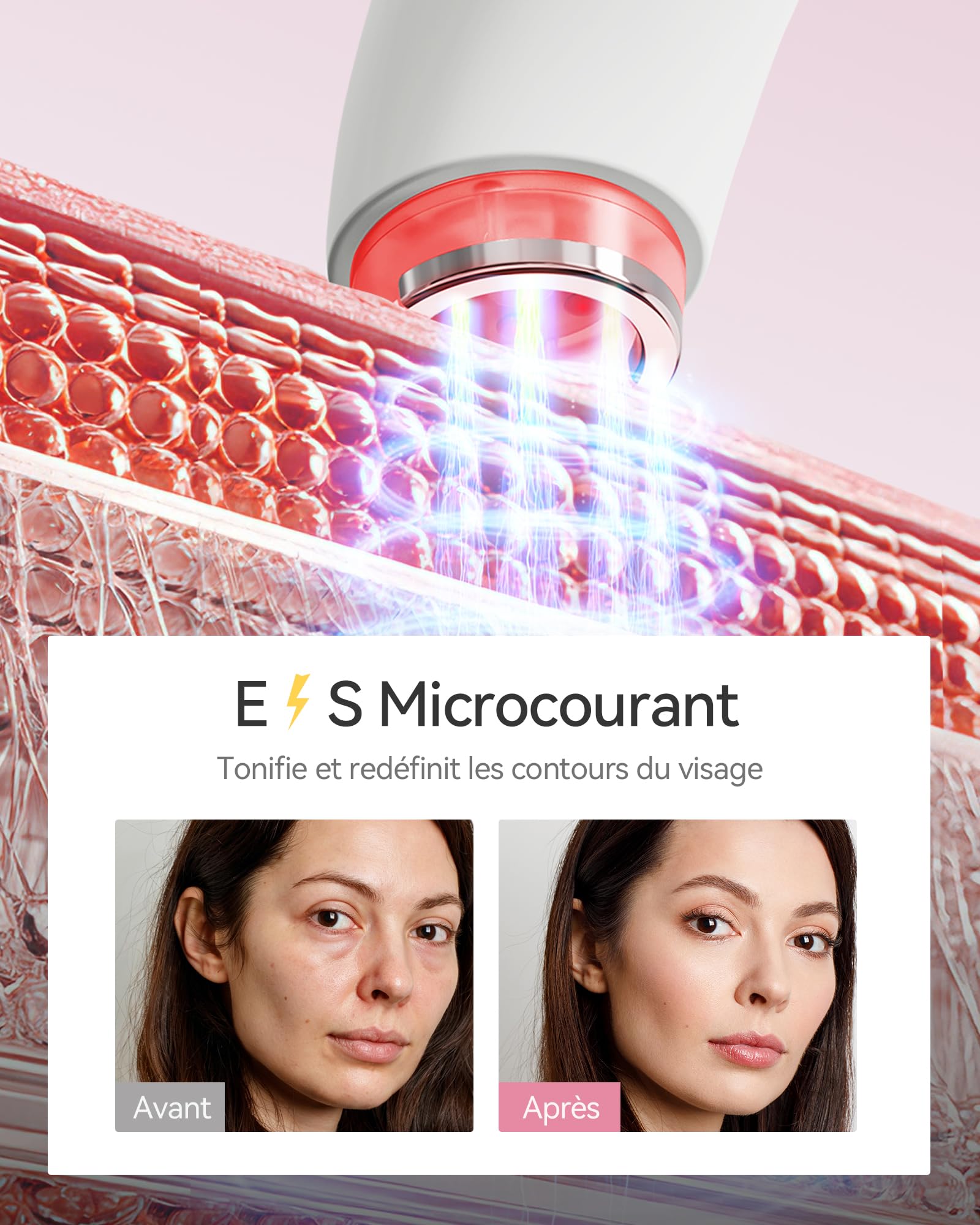 FliKEZE Masseur Visage avec Lumière Rouge et Vide pour Visage et Cou | Appareil beauté 3 en 1 avec 3 modes LED, 3 niveaux d’intensité et soin quotidien du visage et du cou