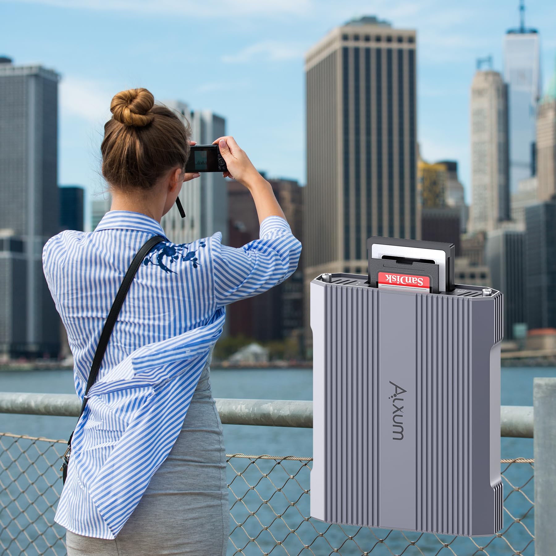 Alxum Kartenleser 10Gbps für CFexpress Typ A & SD4.0 UHS-II Dual-Slot USB-C | Alu-Gehäuse, kompakt & LED-Status Dual-Slot gleichzeitig Ideal für Fotografen & Videografen Windows, Mac, Linux, Android