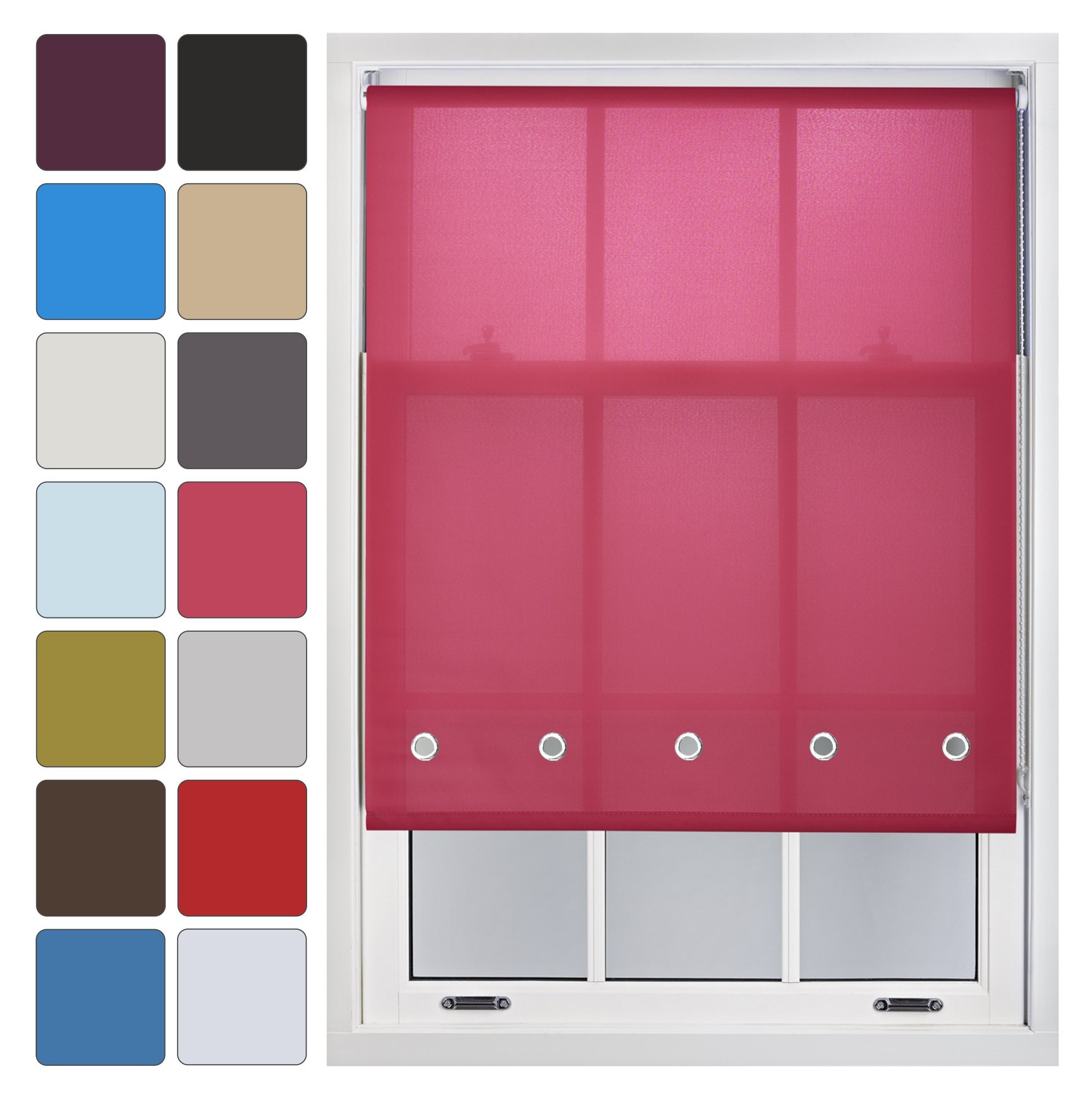 Furnished Fuchsia Daylight Roller Blind With Eyelets Made To Measure, Up To 165W X 165H Cm