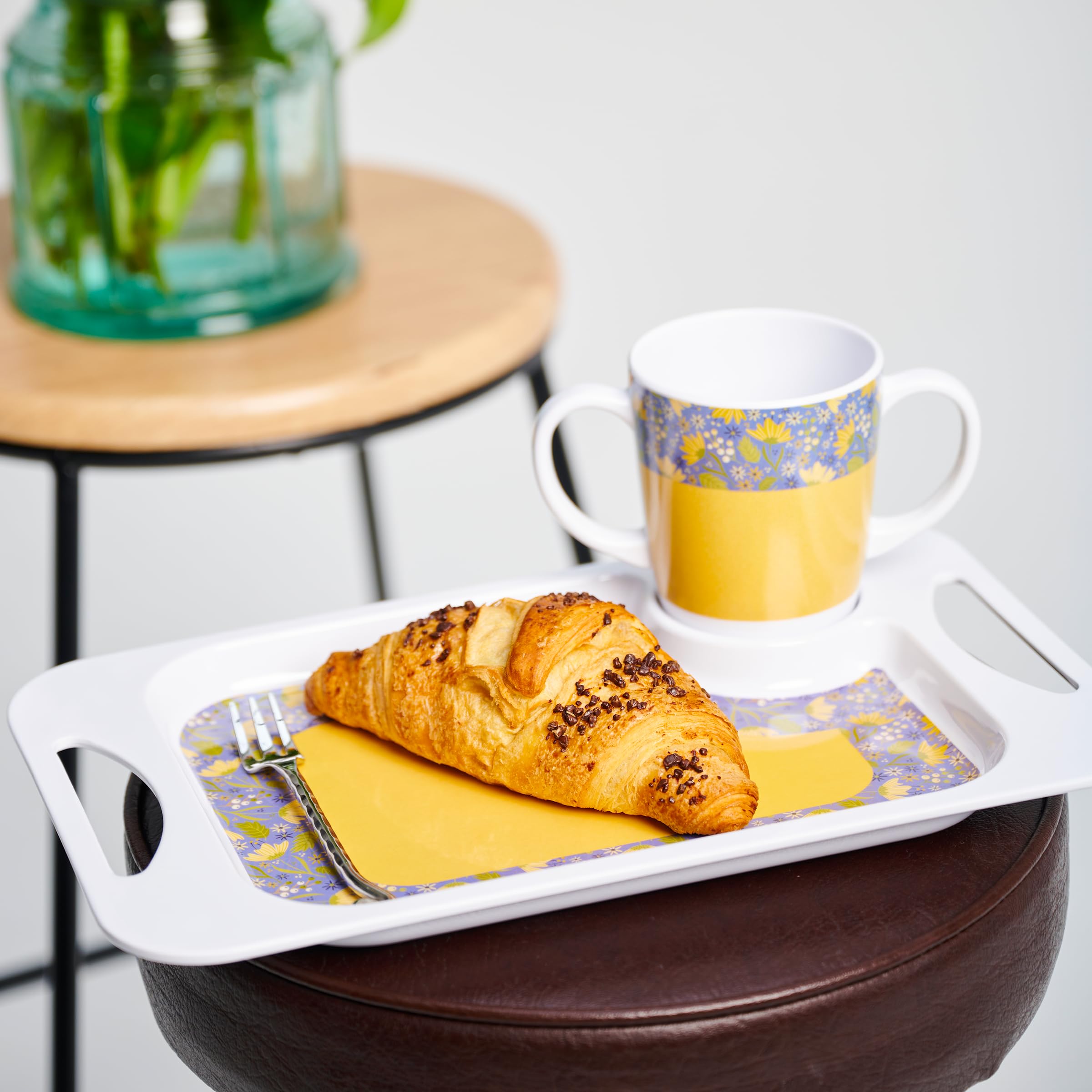 Tazza in melamina con due manici, leggera, 126 g, capacità 400 ml, aiuto per la mobilità quotidiana per anziani, demenza, tremori, artrite e presa debole (giallo)