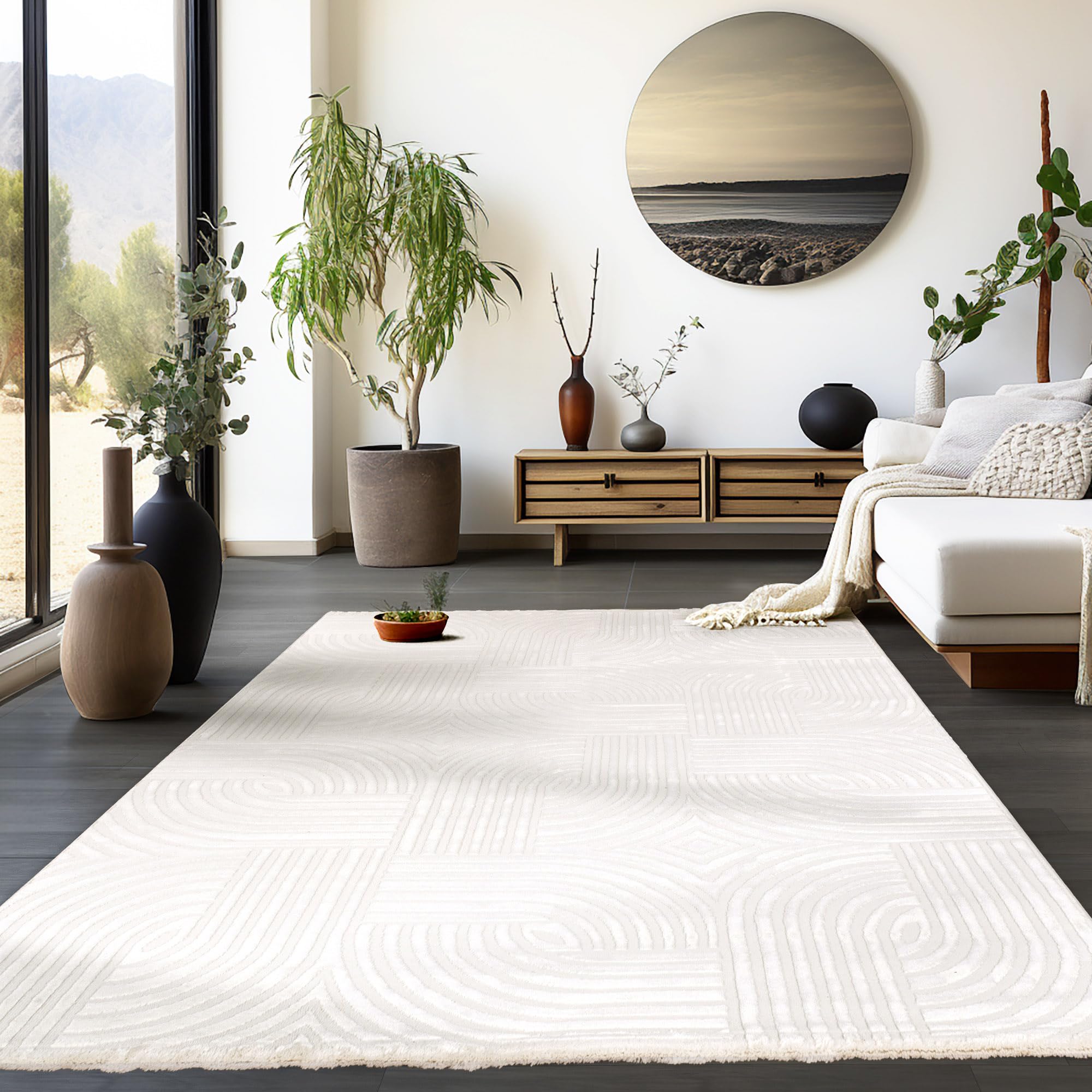 Tapis moderne à poils Basic Collection, rouge/ Grijs , 240 x 340 cm