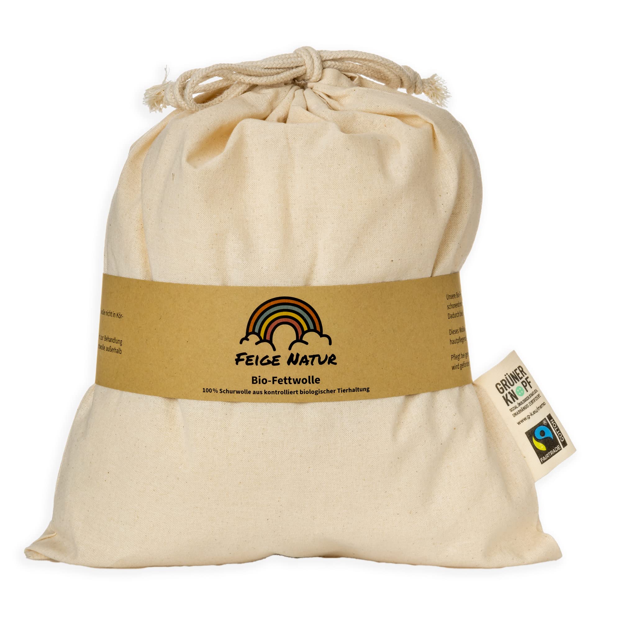 Bio-Fettwolle kbT 100g im Baumwollbeutel - Heilwolle - Babypflege - Lanolin - 100% Natürliche Pflege