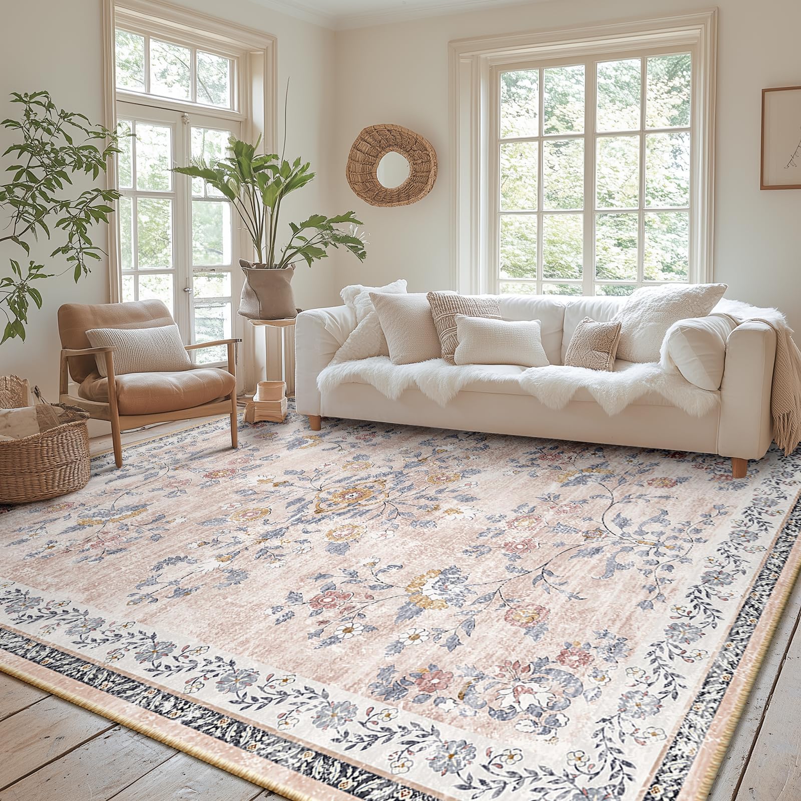 Amazon.com: Lahome Floral 9x12 Area Rugs for Living Room Bedroom, Soft ...