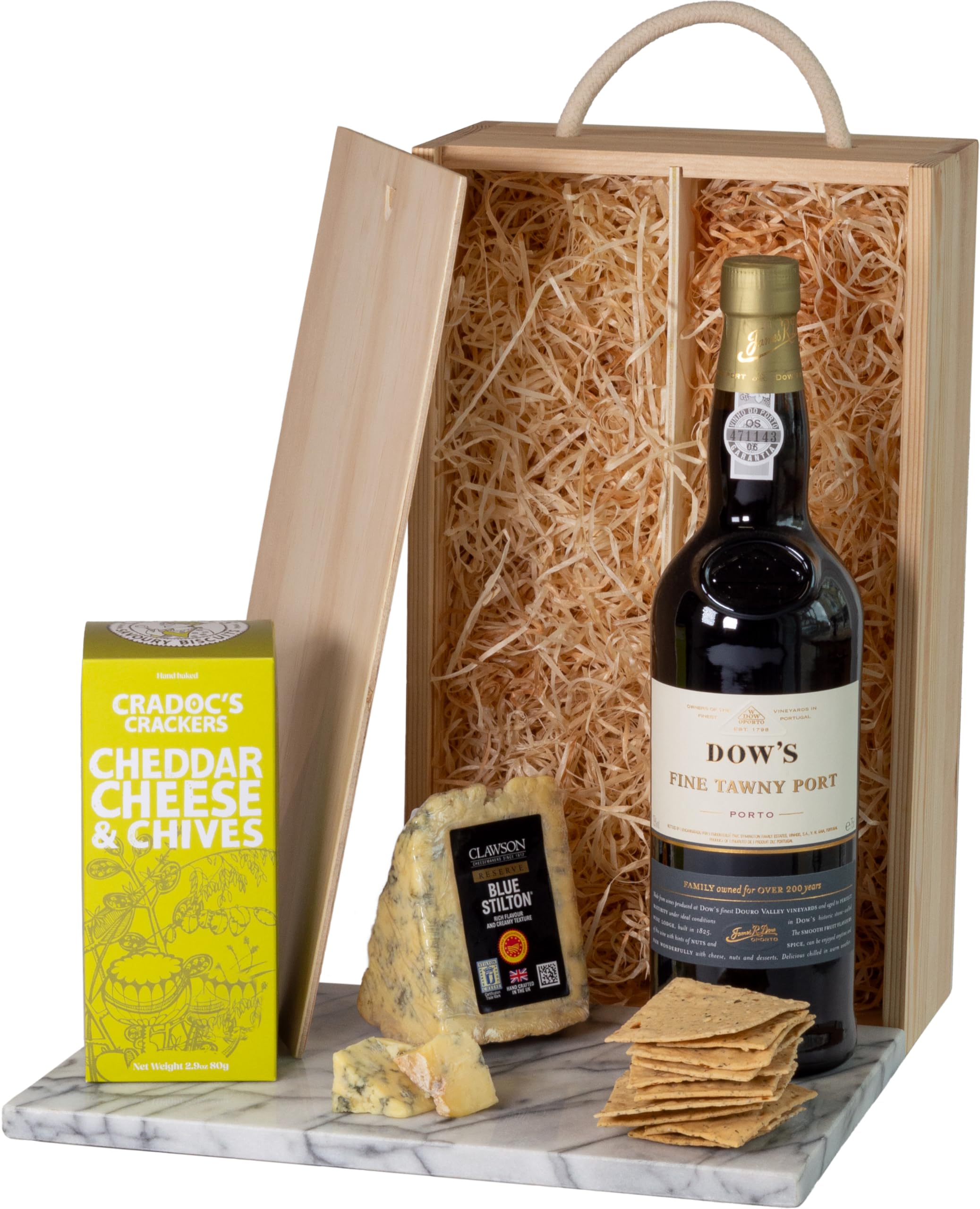 InterHamper | Dow's Tawny Port and Stilton Hamper presented in a Wooden Box