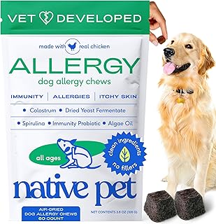 Native Pet Dog Allergy Chews - Dog Allergy Relief with Probiotics and Colostrum for Itchy Skin Relief to Support Seasonal ...