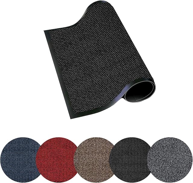 Trendsco - Dirt Trapper Door Mat Indoor & Outdoor - Non Slip Rubber Backing Carpet and Floor Mat for Home, Kitchen & Office - Super Absorbent Washable Rug Mat for Front & Back Door (Black || 40 x 60)
