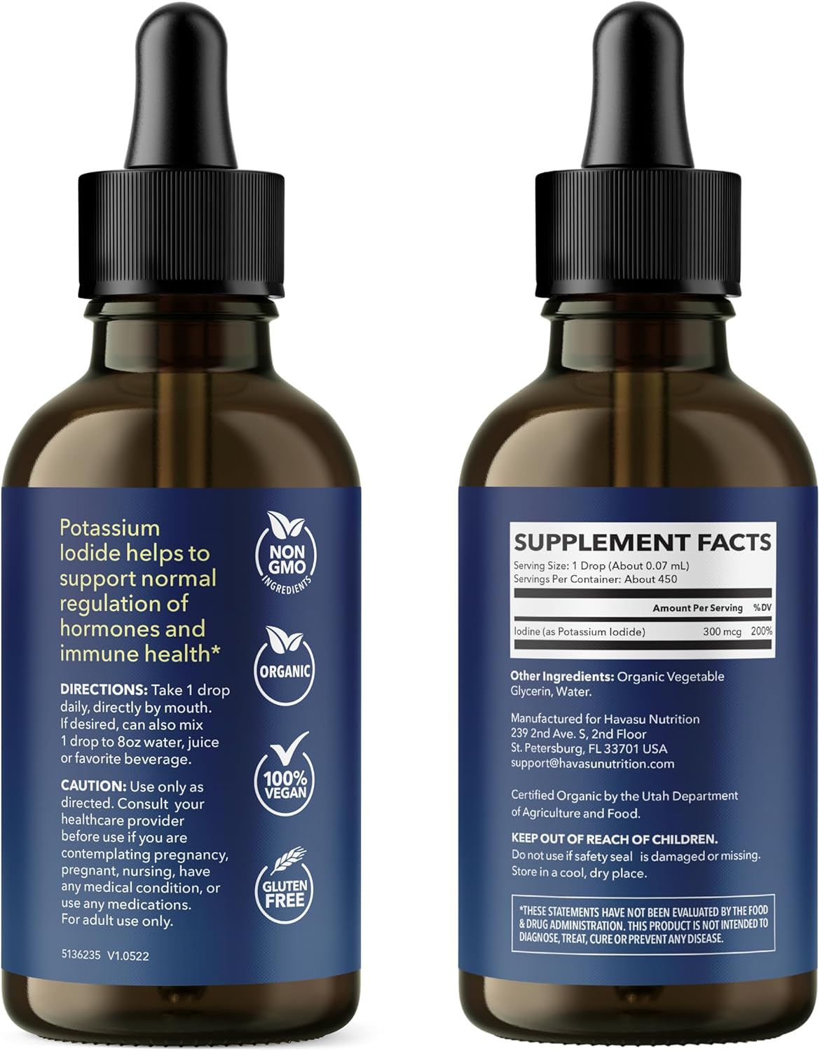 Iodine Liquid Drops - USDA Organic Potassium Iodide Supplement for Thyroid Health, Hormone Balance, and Metabolism Support - 1-Year Supply - Vegan, Non-GMO Gluten-Free - Unflavored, 1 Fl Oz - Image 9