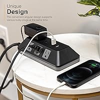 Vista 4 de GE UltraPro Adapt - Protector SurGE de 8 salidas con puertos USB, 2 puertos USB-A, 2.4A, cable trenzado de 3 pies, protector SurGE de 1780 julios