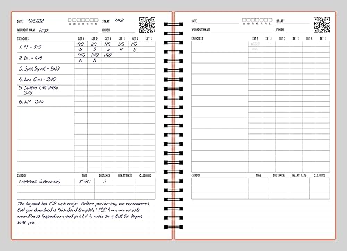 Miniatura 7 de Cuaderno de registro de fitness (melocotón)  Diario de entrenamiento sin fecha A5 para hombres y mujeres  Cubierta de plástico y papel grueso