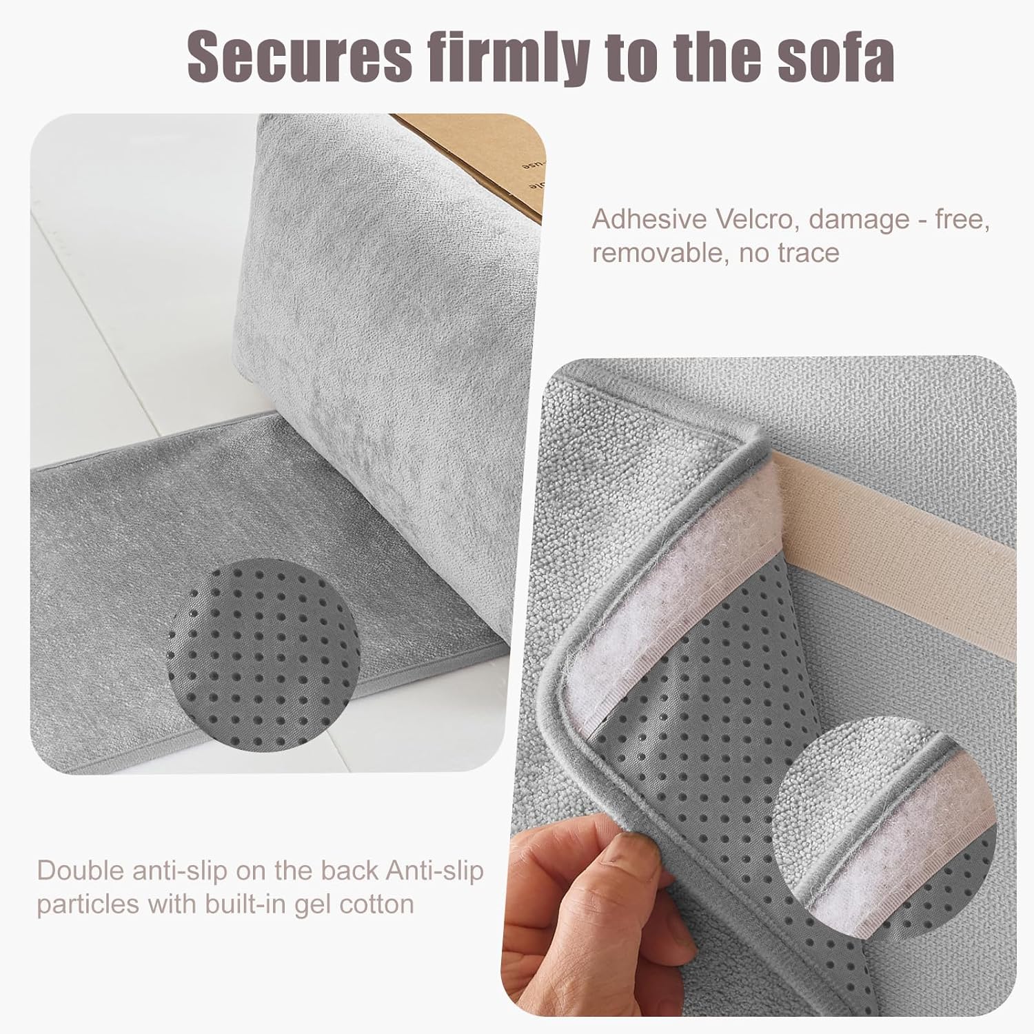 Chenille Neck Pillow for Sofa - Adjustable Headrest, Non-Slip Neck Support Cushion for Pain Relief, Comfortable Chair Pillow, Grey - Image 3