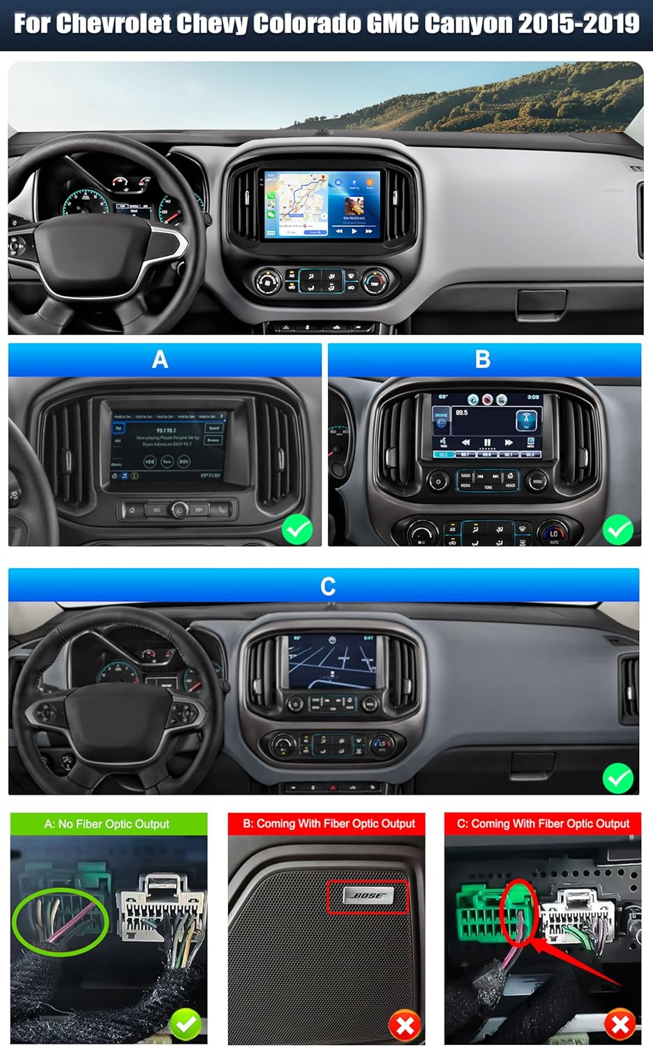 [4G+64G] Android 15 Car Radio for Chevrolet Chevy Colorado GMC Canyon 2015-2019 with Wireless CarPlay Android Auto,9" Touchscreen Car Stereo with WiFi,GPS,Bluetooth,FM/RDS SWC EQ+Backup Camera