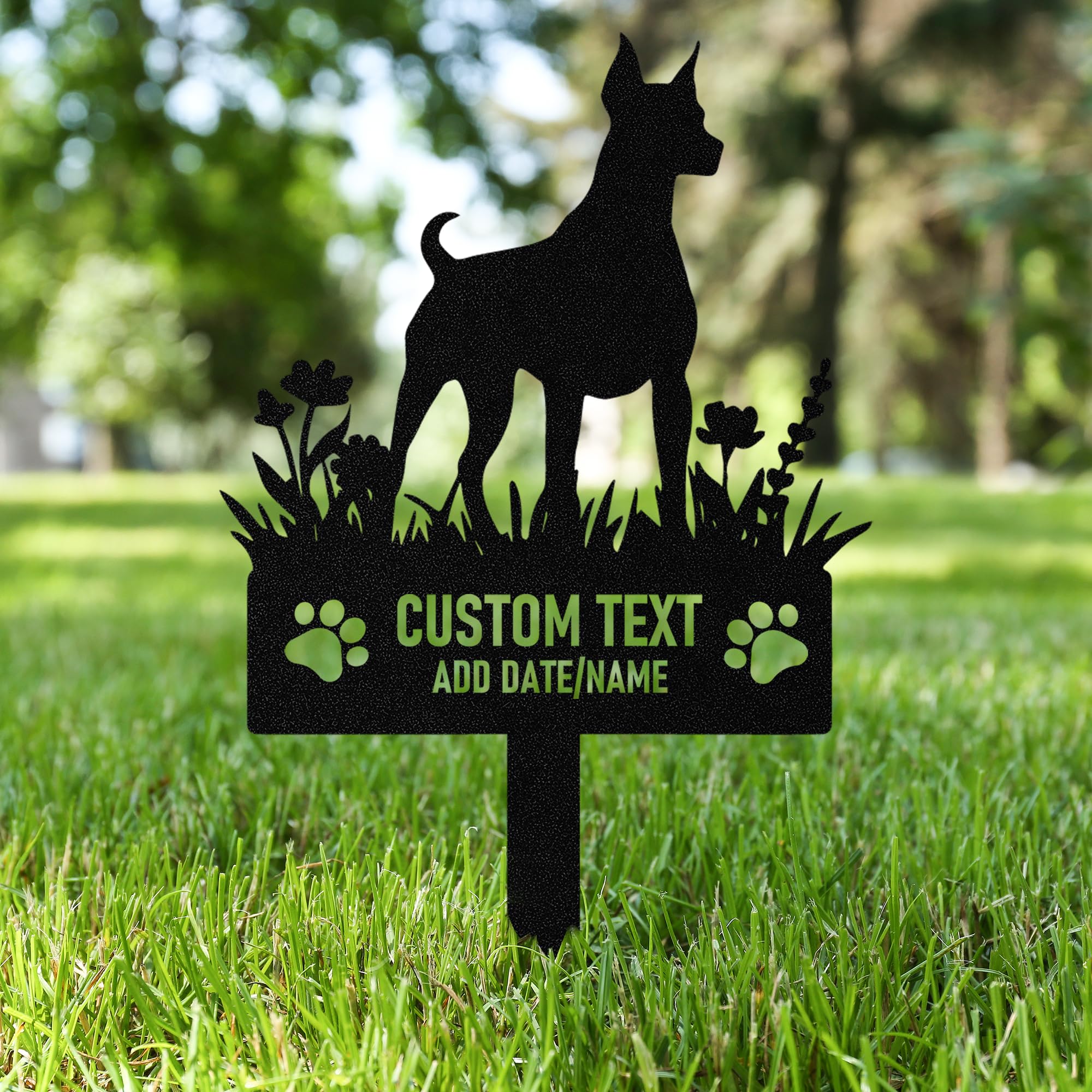 AGEUIRPOD Personalised Dog Grave Markers Pet Headstones for Dogs for Lost Dog Sympathy Gift Waterproof Dog Grave Markers Outdoor, Dog Memorial Gift, Customized Flowers Dog Memorial Burial Stake