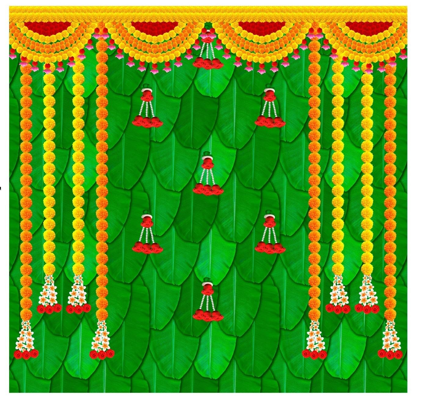 Banana backdrops Decoration Cloth | Banana Leaf Curtain Backdrop Decoration | laxmi Devi backdrops Cloth | laxmi Devi backdrops-picture-11