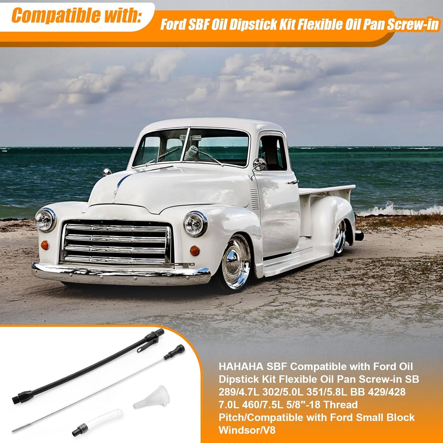 HAHAHA SBF Screw-in Compatible with Ford Oil Dipstick Tube Kit Flexible Oil Pan Screw-in SB 289 302 351 BB 429 460 5/8"-18 Thread Pitch (Black)