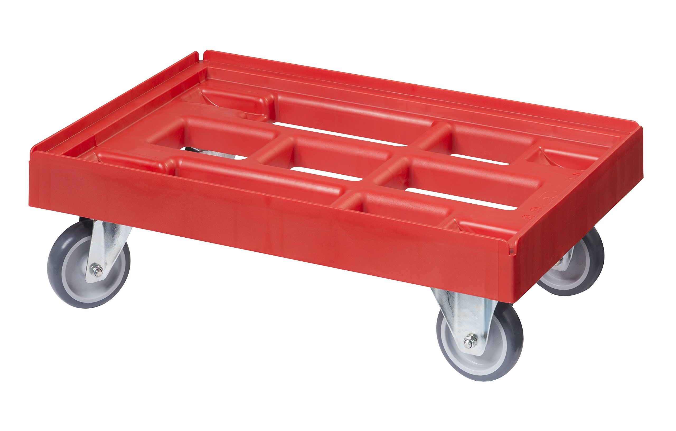 5 Stück Transportroller für Kisten 60 x 40 cm mit 2 Bock- und 2 Lenkrollen in rot