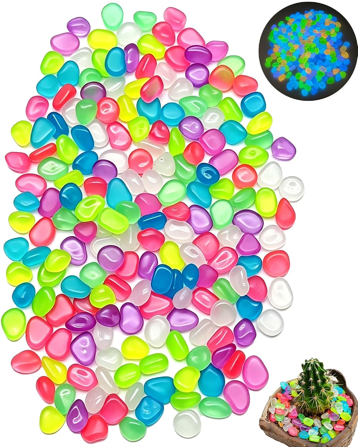 400Pcs Glow in The Dark Pebbles,Luminous Garden Stones,Resin Glowing Rocks