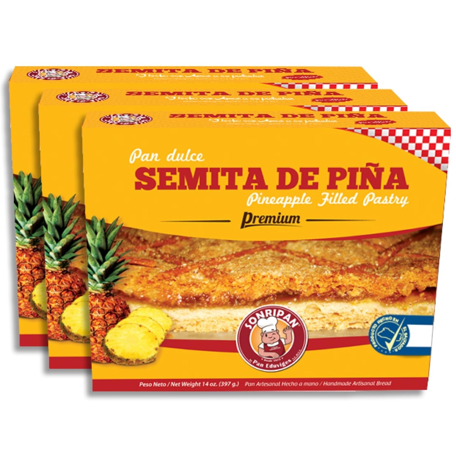 Semita de El Salvador Salvadorian Pastry (Pineapple, 3) Grocery & Gourmet Food