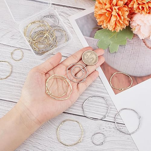 Miniatura 3 de SUNNYCLUE 1 caja de 36 piezas de 3 tamaños de dijes de marco hueco con parte trasera abierta, dije de marco de flores prensadas, dije geométrico a